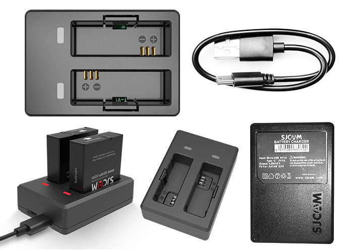 Dual Slot Battery Charger for SJCAM SJ10 Action Camera - Fast Charging for 2 Batteries | Perfect for Travel, Outdoor Adventures & Vlogging