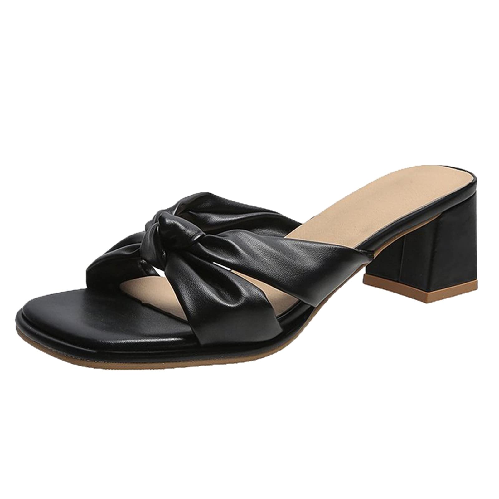 Women's Chunky Heel Sandals - High Heel Brown & White Dressy Sandals for Ladies | Perfect for Summer Weddings, Beach Vacations & Night Out Parties