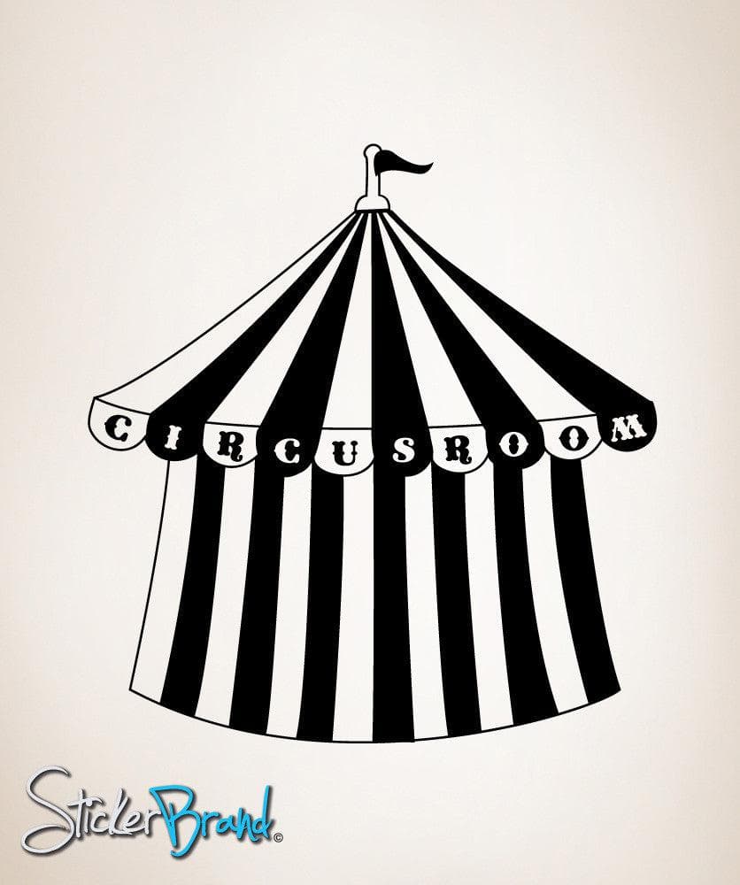 Circus Tent Vinyl Wall Decal Sticker - Removable & Reusable DIY Home Decor for Kids Room, Nursery, Playroom, Classroom, Birthday Party Decorations