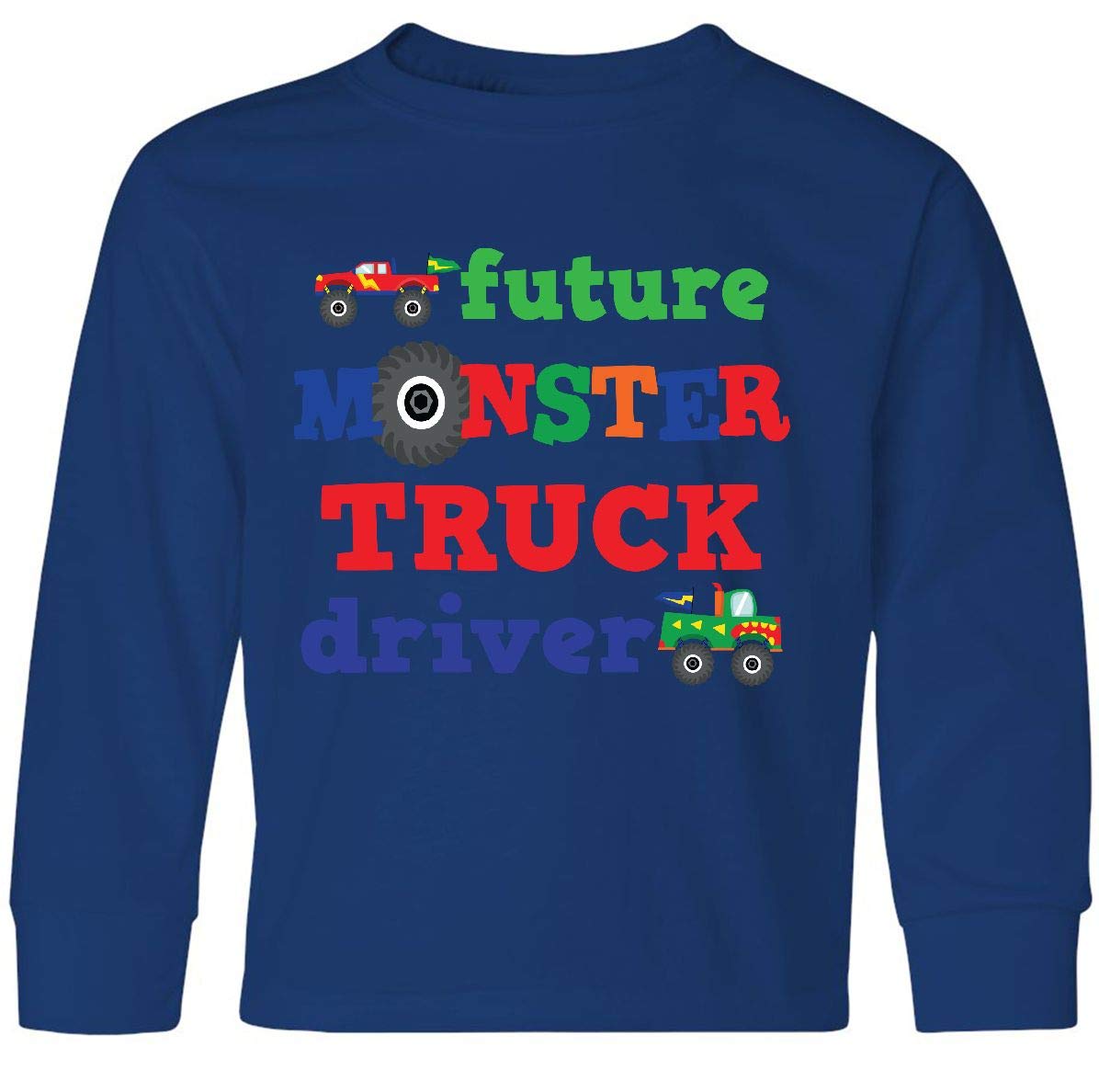 Inktastic Monster Truck Future Driver Youth Long Sleeve T-Shirt - Cool Boys Graphic Tee for Racing Fans, Birthday Gifts & Casual Wear
