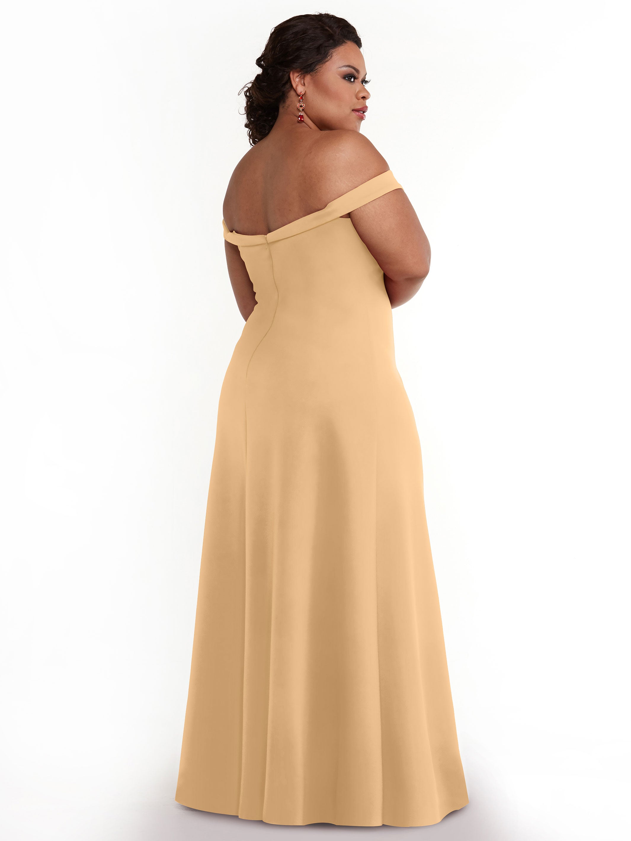 Elegant Off-The-Shoulder Double Knit A-Line Bridesmaid Dress 83050 - Perfect for Weddings, Formal Events & Special Occasions
