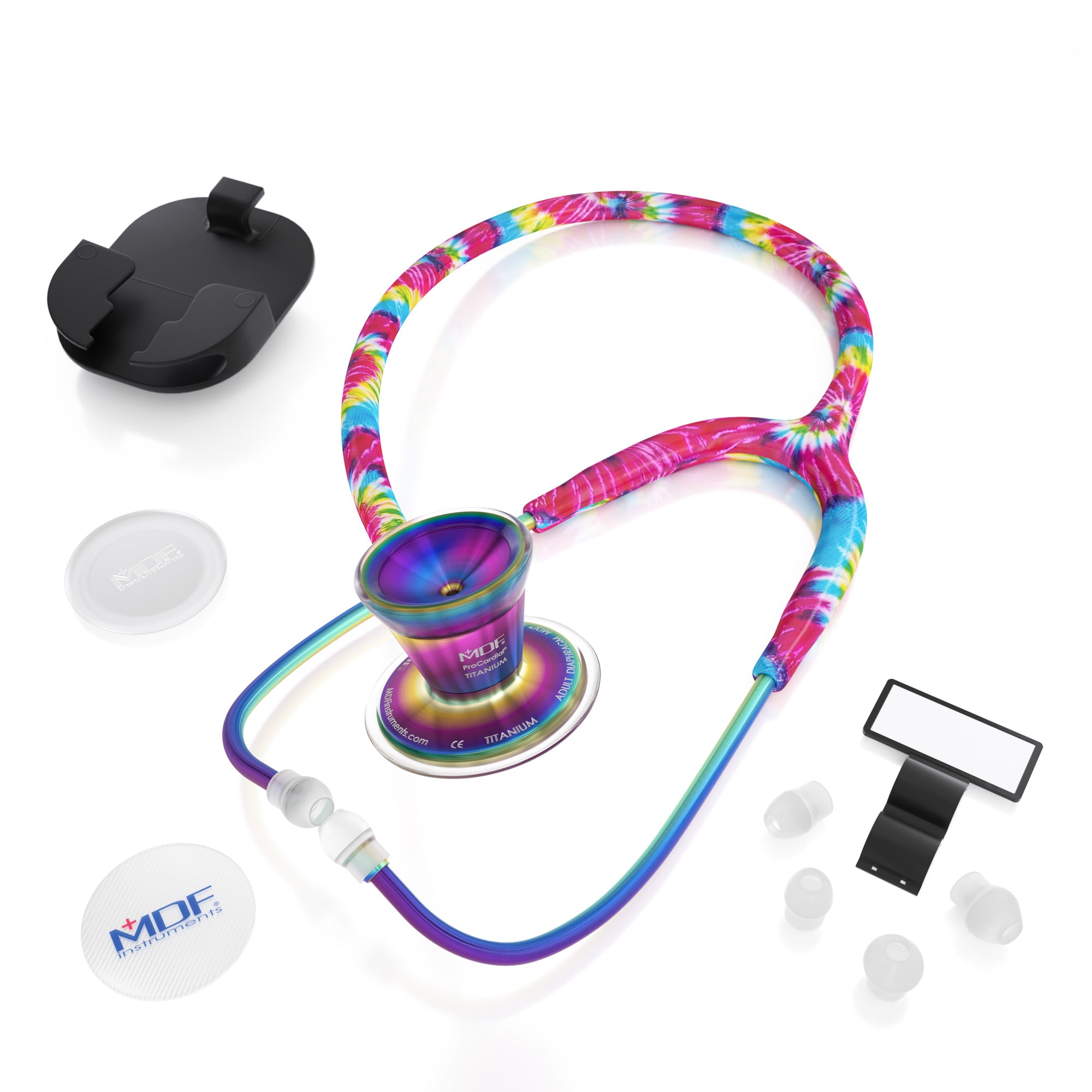 ProCardial® Titanium Cardiology Stethoscope - Premium Medical Stethoscope for Doctors & Nurses - Ideal for Cardiac Exams, Hospital Use & Clinical Diagnostics (Haight Ash/Kaleidoscope Design)