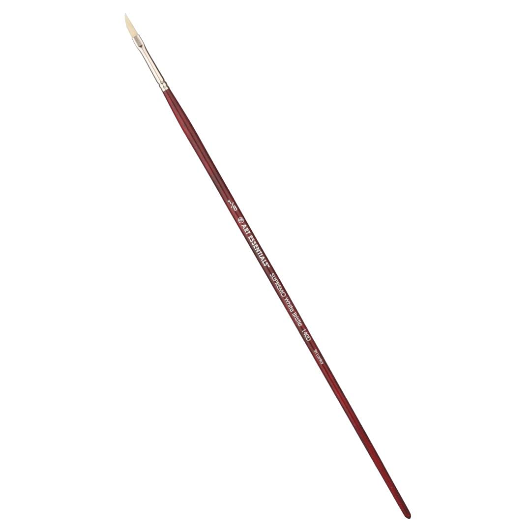 Art Essentials SUPREMO White Bristle Oil & Acrylic Paint Brush - Series 140D Dagger Long Handle (1/8 Inch) - High Color Retention, Smooth Flow - Perfect for Canvas Painting, Fine Detailing & Professional Artwork