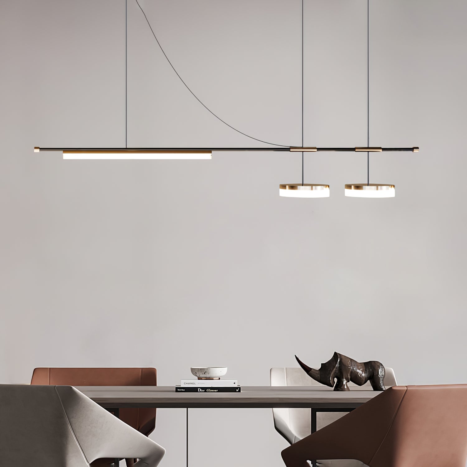 Arc Horizon Island Pendant Light - Modern Glass Hanging Light Fixture for Kitchen Island, Dining Room & Living Room Lighting - Perfect for Home Decor & Interior Design