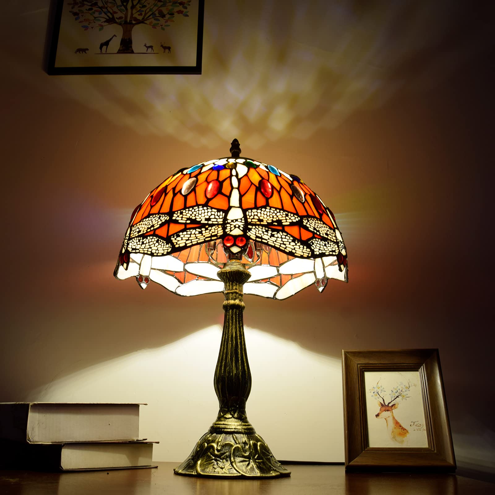 Tiffany Style Dragonfly Stained Glass Table Lamp - 18