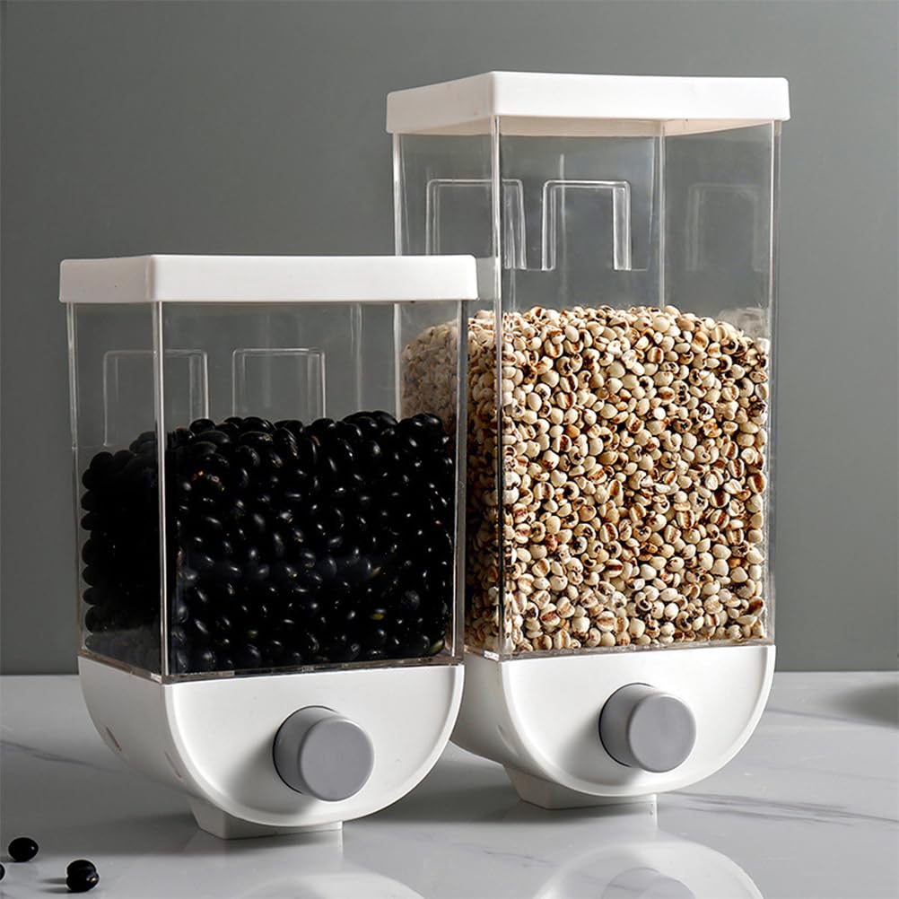 Wall Mounted Dry Food Dispenser - 1500ml Single Cereal Dispenser Box for Cereal, Grains, Nuts, Beans, Candy & Oatmeal Storage - White | Perfect for Kitchen Pantry Organization & Bulk Food Storage
