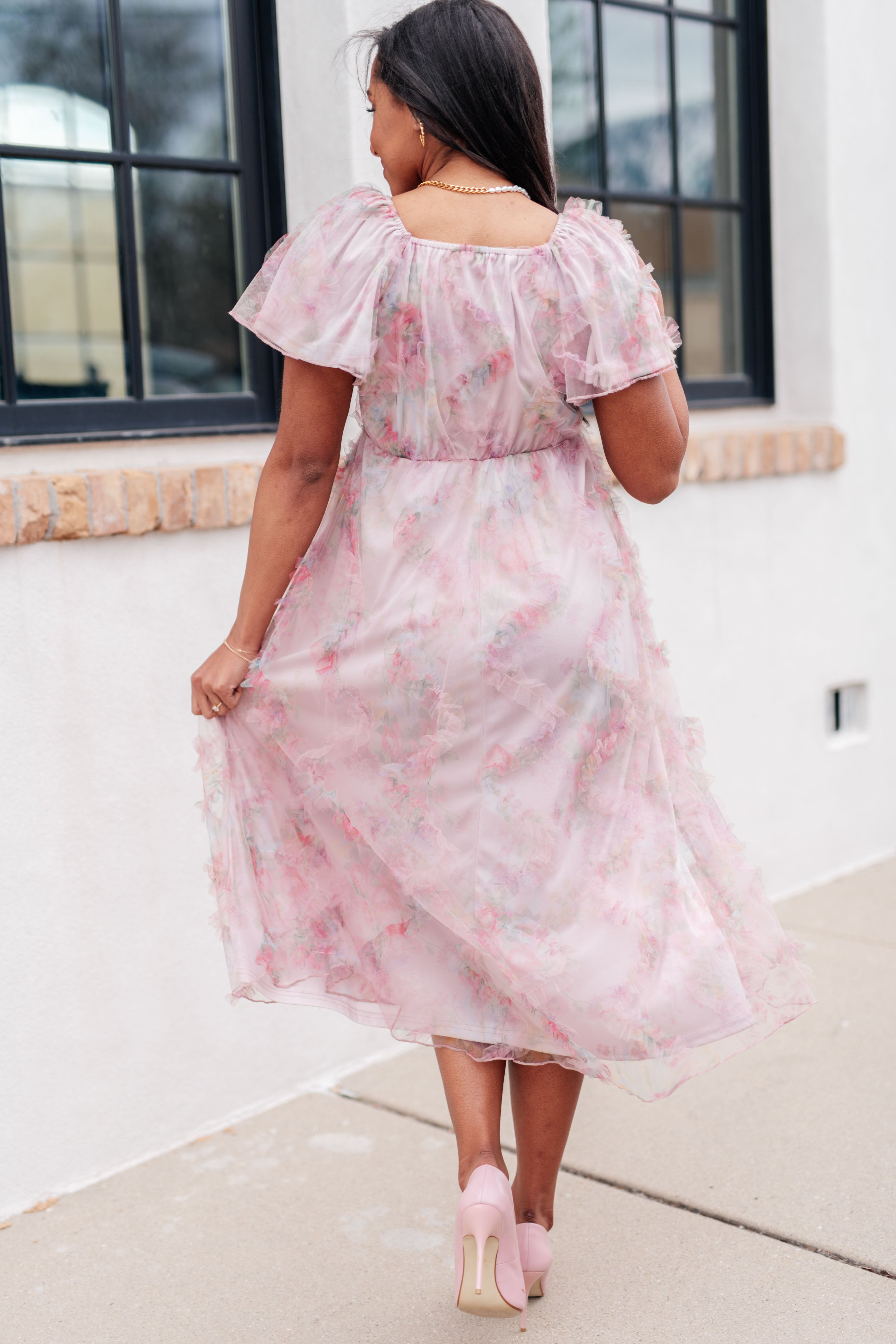 My Little Songbird Fluttersleeve Dress - Elegant Flutter Sleeve Girls' Dress for Special Occasions & Photoshoots