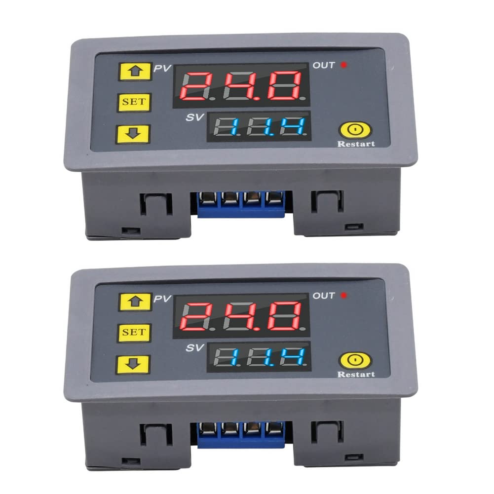 ShangHJ Programmable Digital Timer Relay Module - AC 110-220V, 10A 1500W, ON/OFF Cycle Timer Switch with LED Display (2-Pack, Green/Red) - Perfect for Home Automation, Lighting Control & Appliance Scheduling