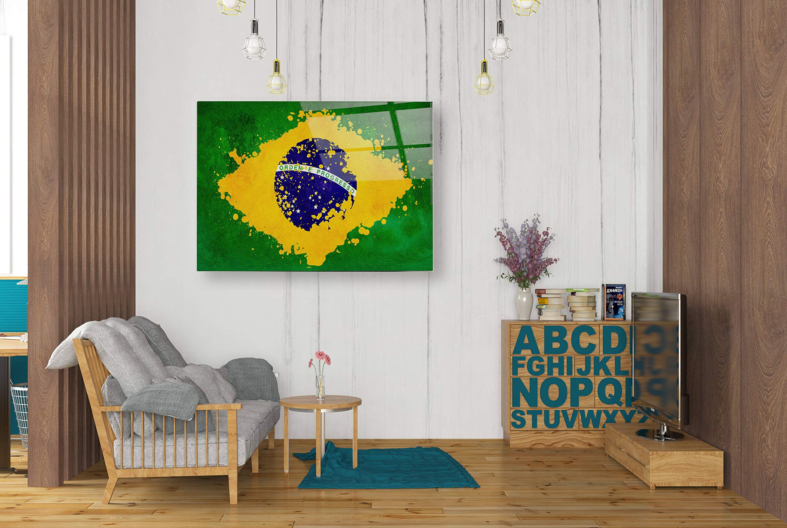 Brazil Acrylic Glass Wall Art 24x36 Inches - Vibrant Tropical Landscape Painting for Living Room, Bedroom & Office Decor