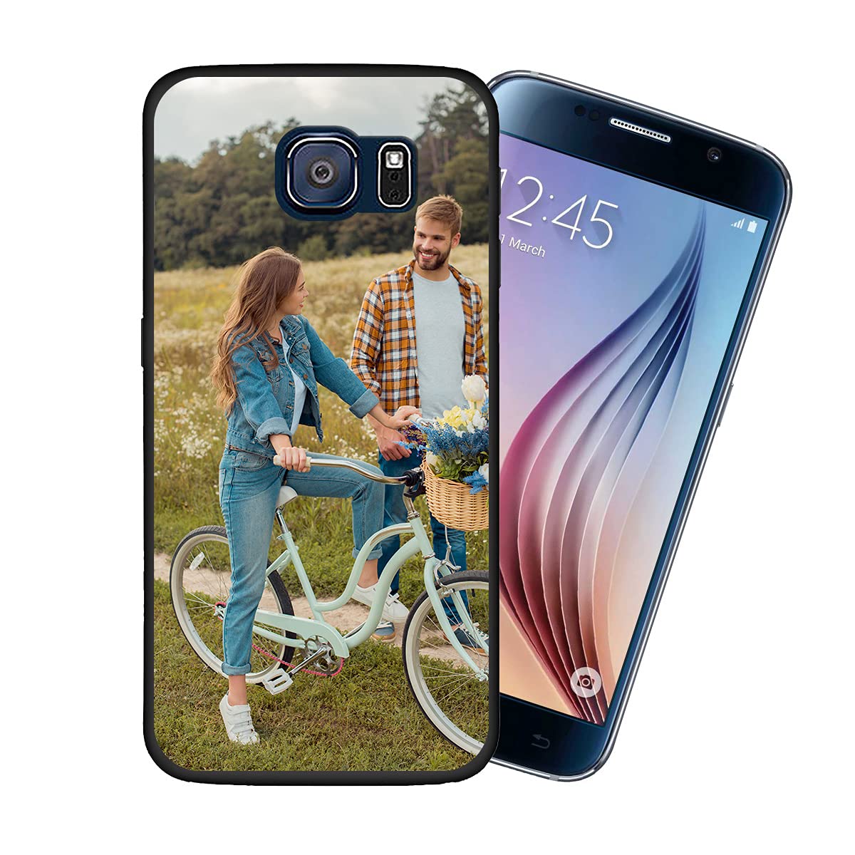Customized Photo Case for Samsung Galaxy S6 - Personalized Picture Shockproof Silicone Cover - Soft Candy Design Protective Phone Case - Perfect Christmas Birthday Thanksgiving Gift - Ideal for Travel, Work & Everyday Use - Black