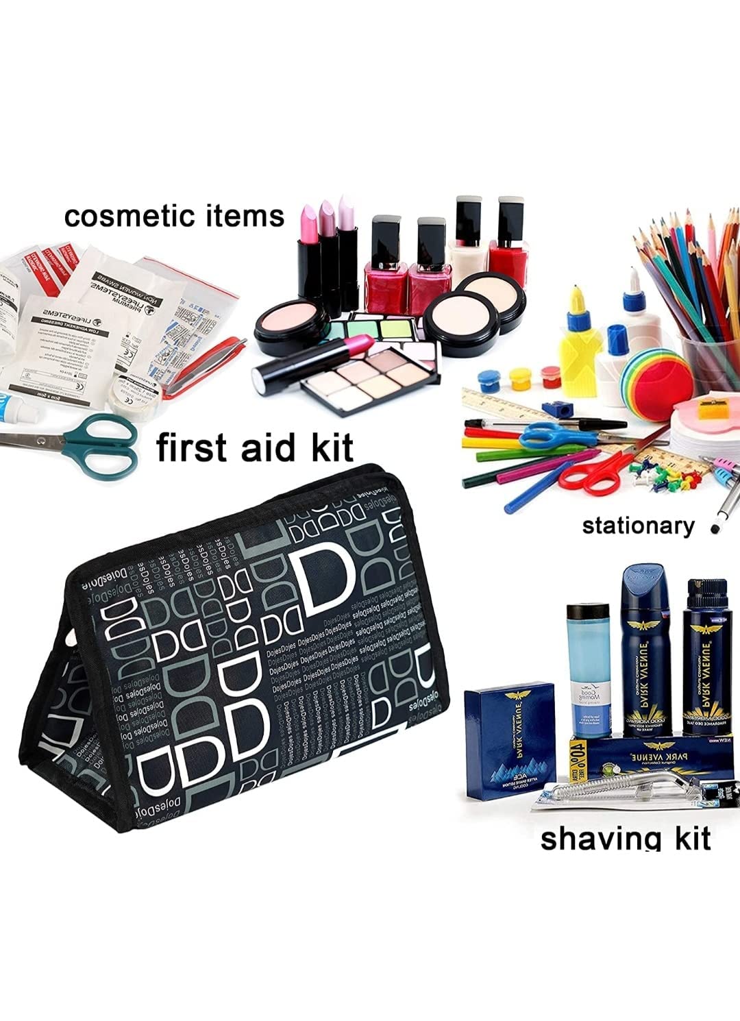 Ethiana 3-Piece Multipurpose Cosmetic & Travel Pouch Set for Men & Women | Compact & Durable Storage Organizer for Makeup, Accessories & Travel Essentials | Waterproof & Lightweight | Perfect for Gym, Office & Vacation (Black)