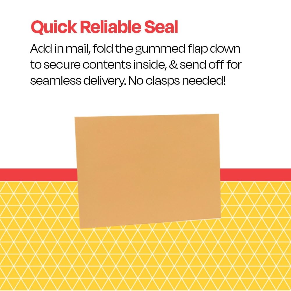 School Smart No Clasp Gummed Flap Envelopes 10x13 Inches - 250 Pack Kraft Brown Mailing Envelopes for Business, Office, School & Mailing Documents