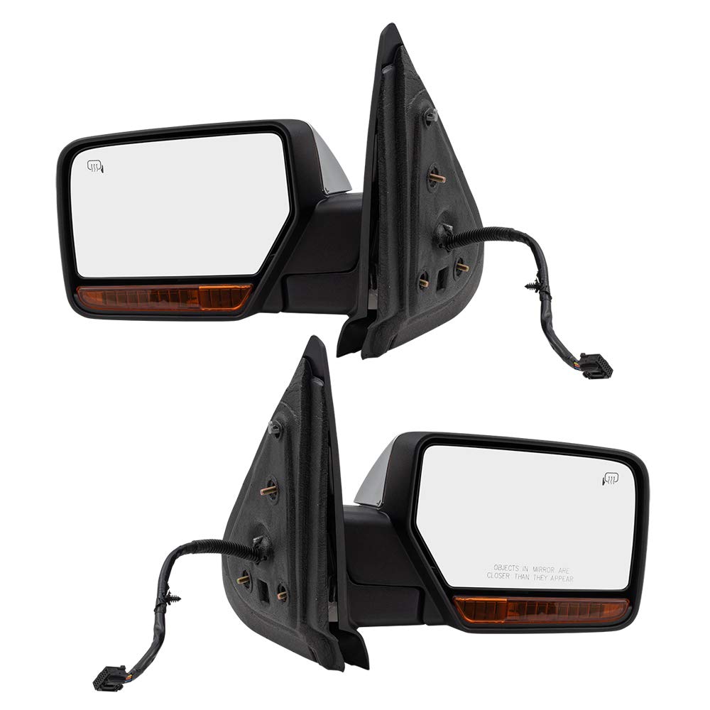 Power Folding Heated Side Mirrors with Turn Signal & Memory Function - Replacement for 2009-2010 Ford Expedition & Lincoln Navigator (Driver & Passenger Set) - Includes Puddle Lamp - Perfect for Parking Assistance & Nighttime Visibility