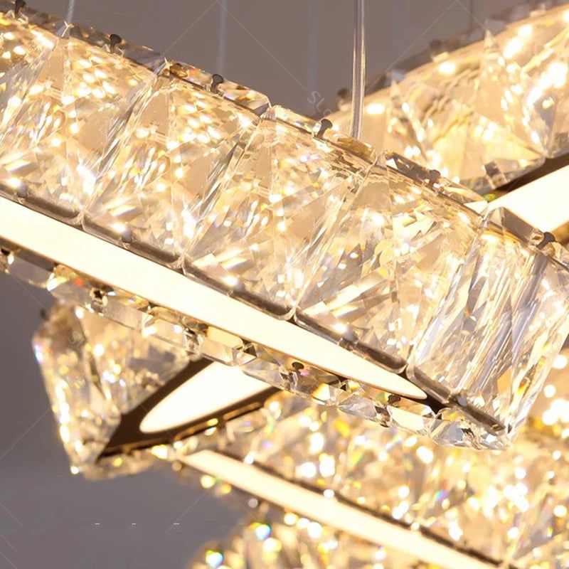 Crystal Mix Loop Kitchen Island Chandelier - Modern Hanging Light Fixture for Dining Room, Bar, or Farmhouse Decor | Perfect for Kitchen Lighting and Home Decoration
