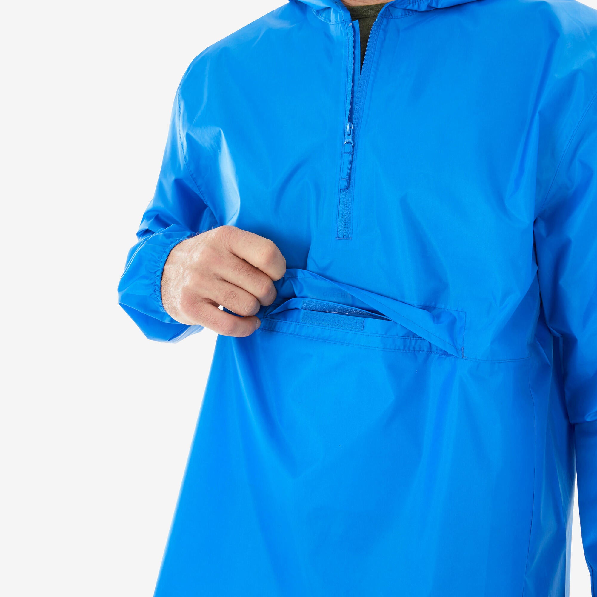 Quechua Men's Waterproof Rain Jacket - Lightweight Half Zip Windbreaker for Hiking, Camping & Outdoor Activities