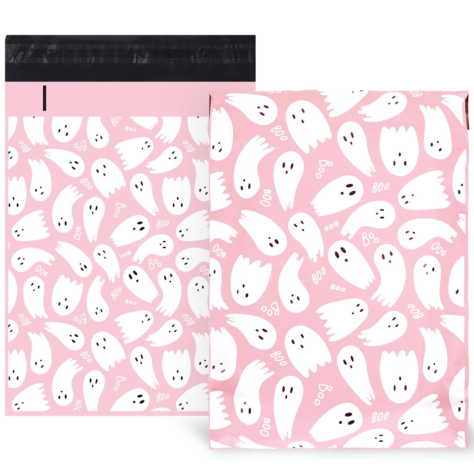 100Pcs Halloween Poly Mailers 10x13 Inch - Pink Ghost Self Seal Mailing Envelope Bags for Small Business, Clothing & Gifts | Perfect for Etsy Sellers, Online Boutiques & Holiday Packaging