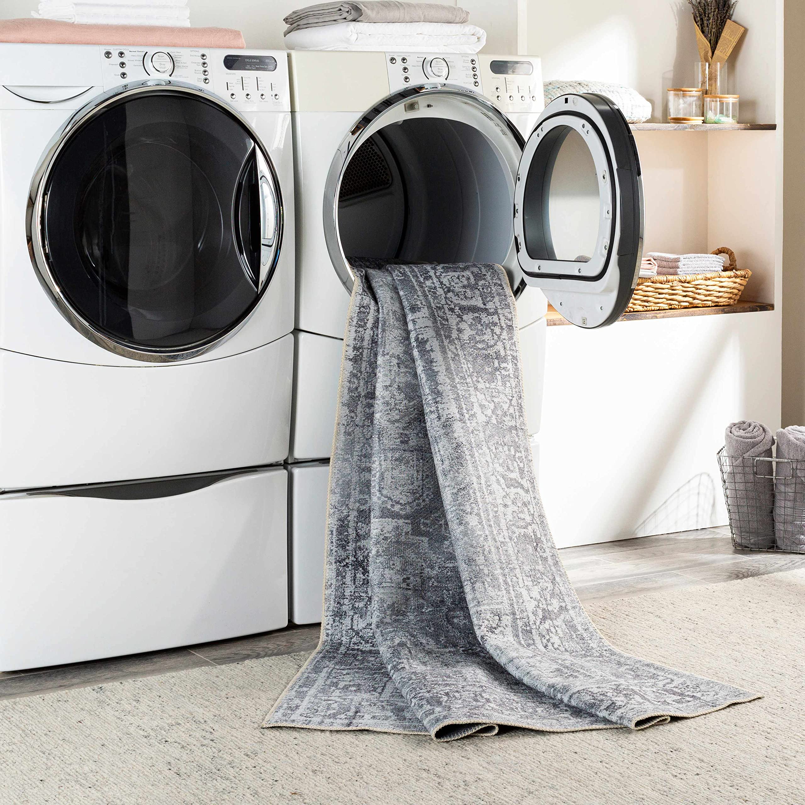 Hauteloom Aquino Soft Plush Machine Washable Area Rug - Gray - 7'10
