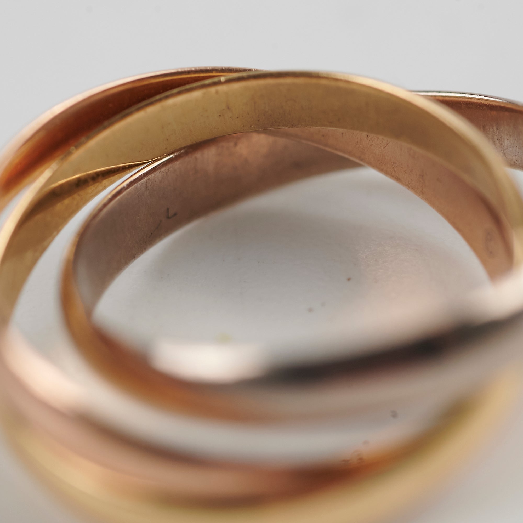 Cartier Trinity Tricolor Gold Ring - 18K White, Yellow & Rose Gold Stackable Band - Size 48 (US 4.75) - Luxury Jewelry for Women, Anniversary Gift & Special Occasions