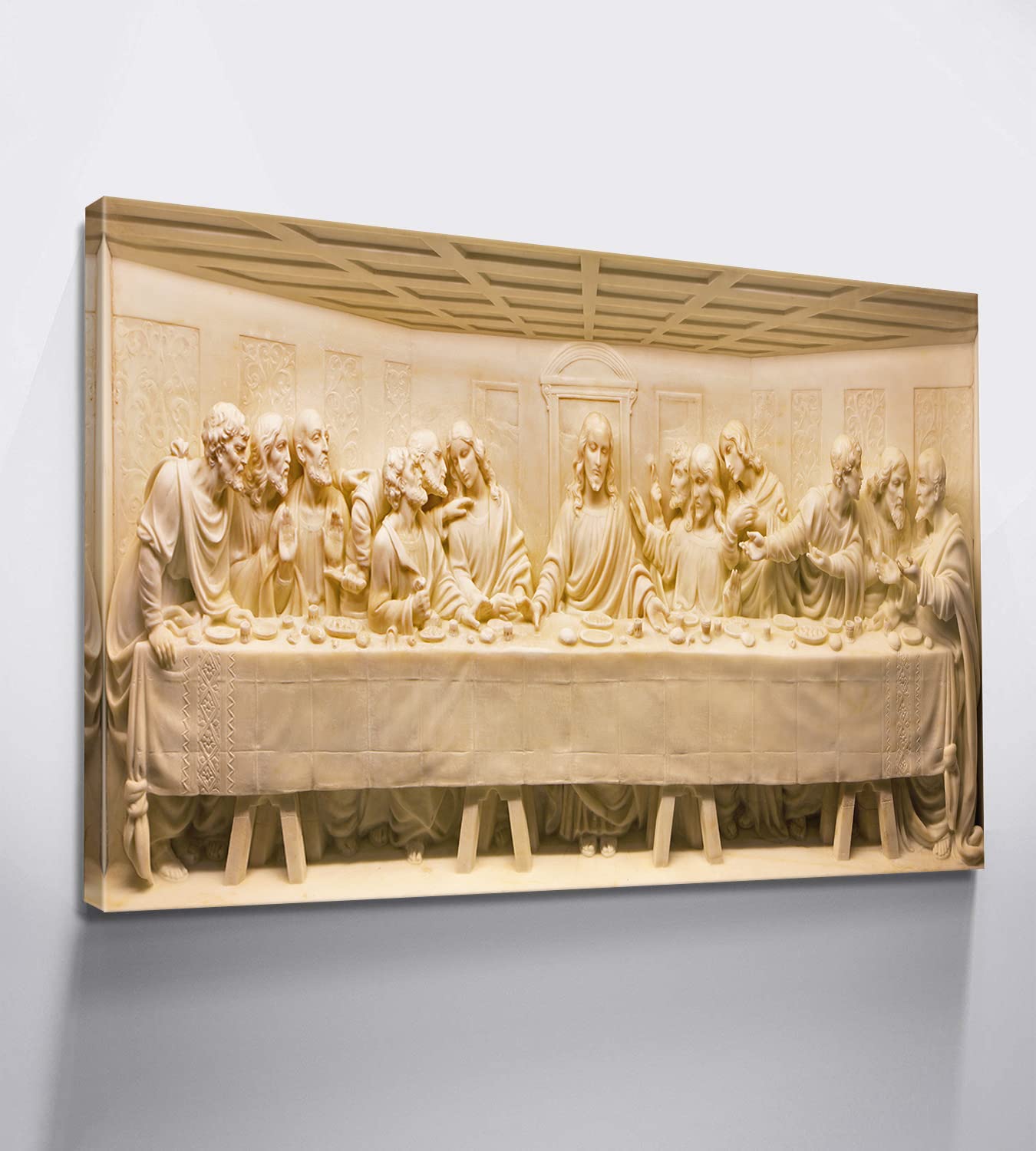 The Last Supper Canvas Wall Art - Jesus Christ Painting by Da Vinci - Christian Religious Wall Decor for Home & Church - Perfect for Dining Room, Kitchen, Living Room & Office Decor (28''H x 40''W)