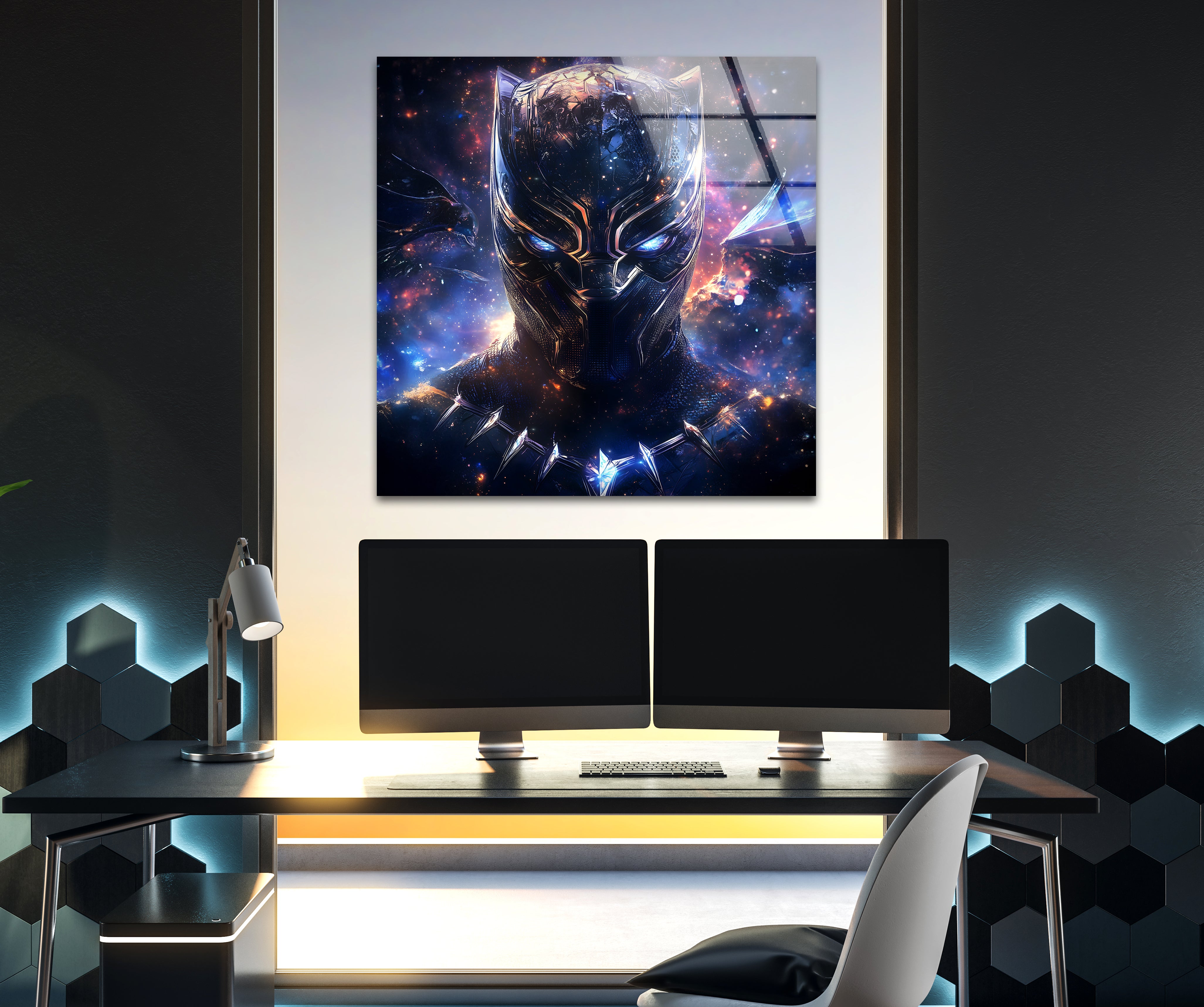 Black Panther Wakanda Forever Stained Glass Wall Art - Marvel Superhero Decor for Home, Office & Gifts