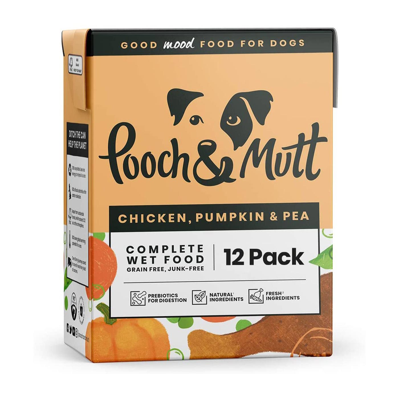 Pooch & Mutt Natural Grain-Free Dog Food - Chicken, Pumpkin & Pea Recipe (12 Pack) - Healthy Digestive Support for Adult Dogs - Perfect for Sensitive Stomachs & Allergies