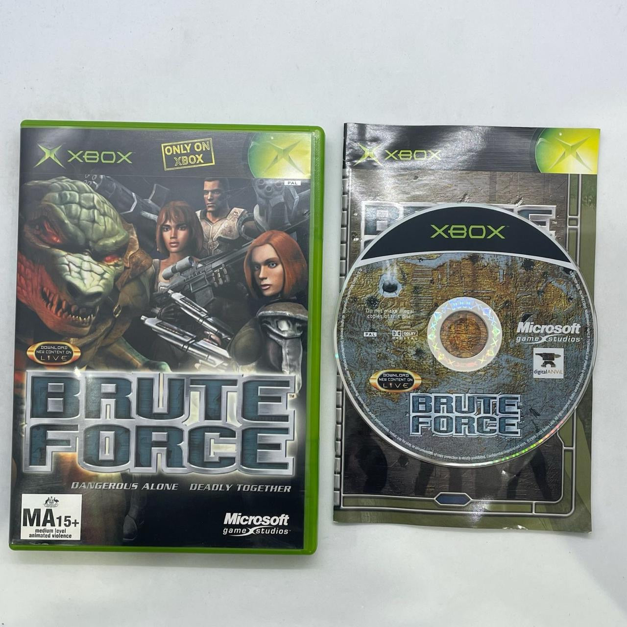 Original Brute Force Xbox Game with Manual - PAL Version - Action-Packed Sci-Fi Shooter for Xbox Classic Gaming & Collectors