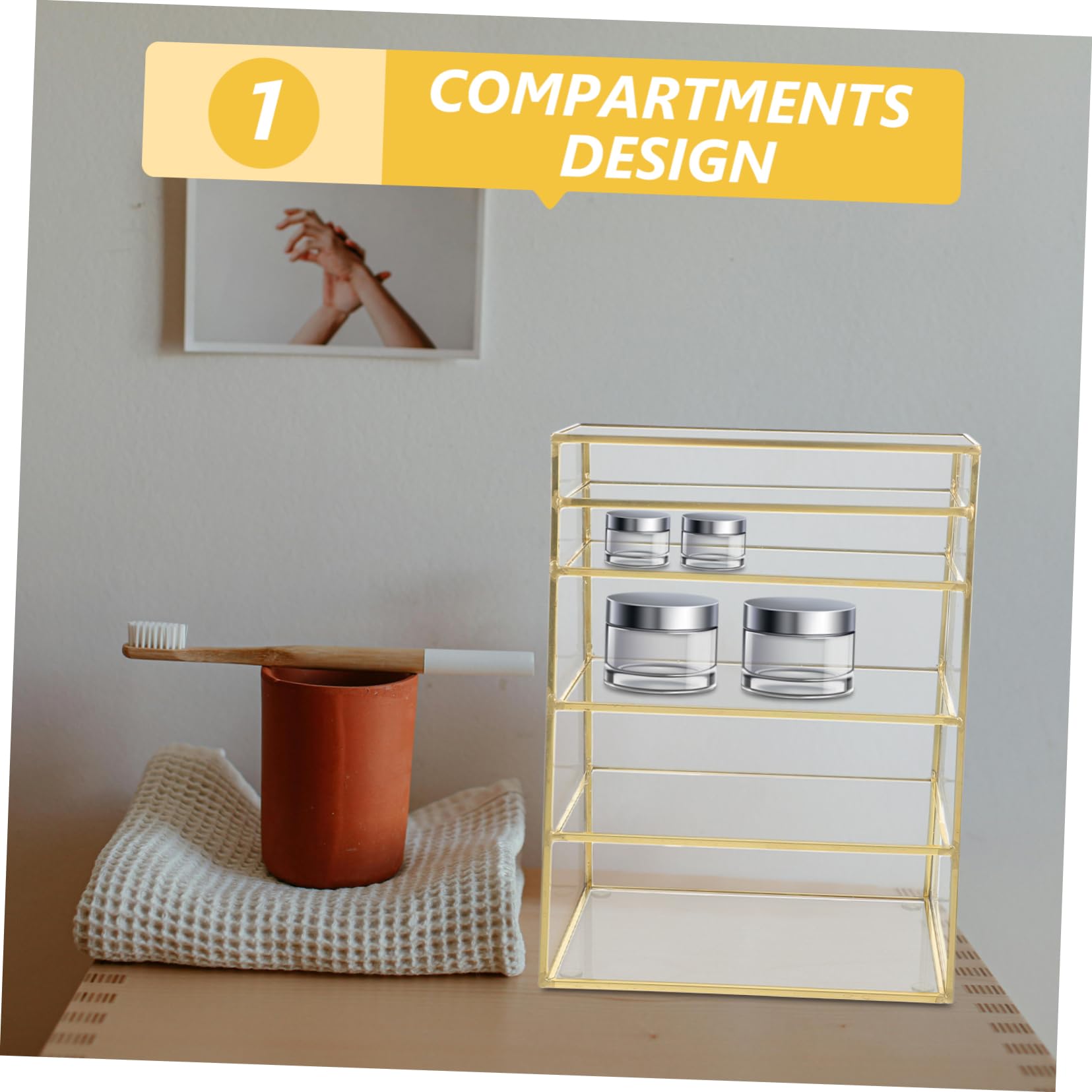 5-Tier Mirrored Makeup Organizer with Glass Shelves - Lipstick & Cosmetic Storage Box, Vanity Tower for Powder, Brushes & Beauty Products | Perfect for Bathroom Counter, Dressing Table & Bedroom Decor