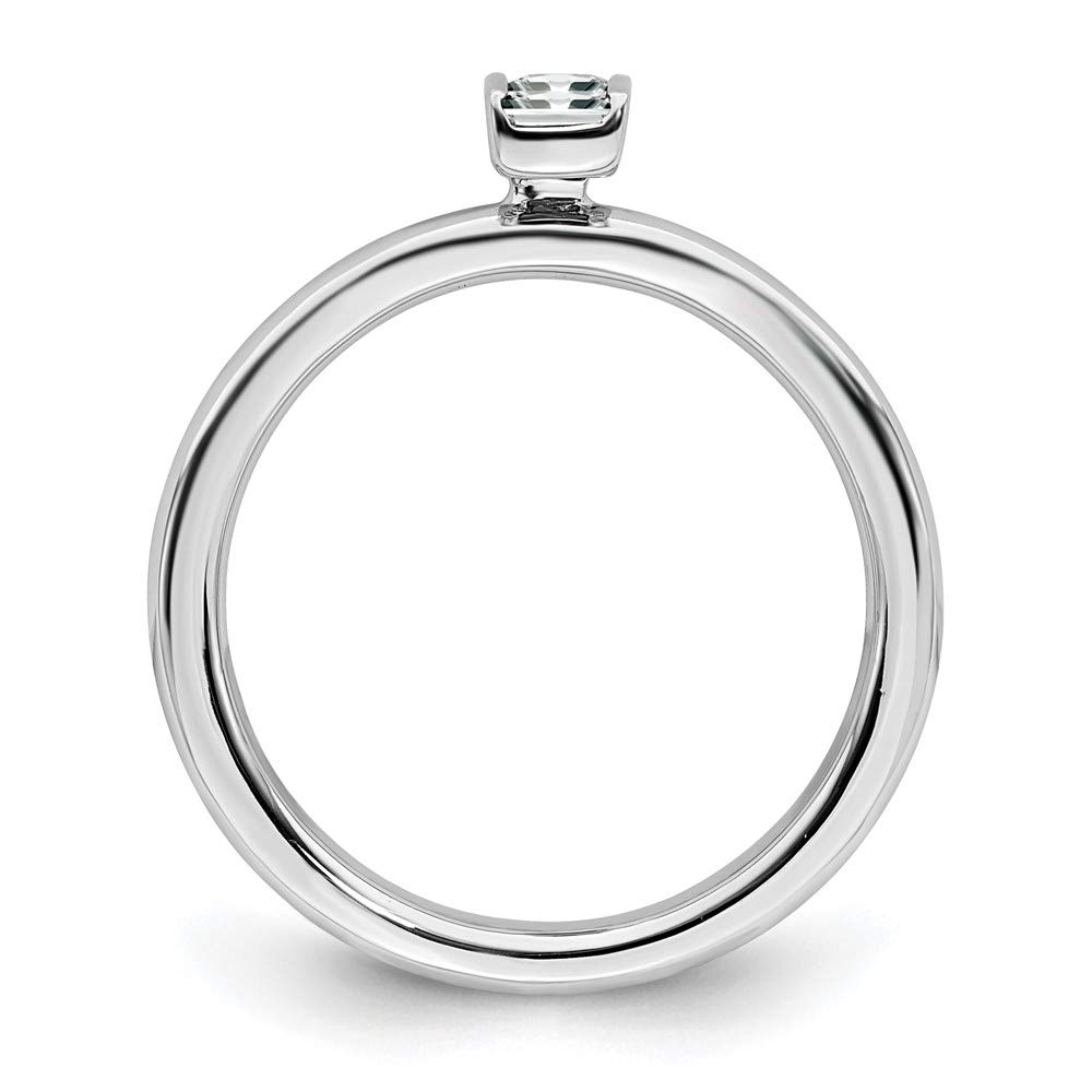 Sterling Silver Black Bow Stackable Ring with White Topaz for Daily Wear