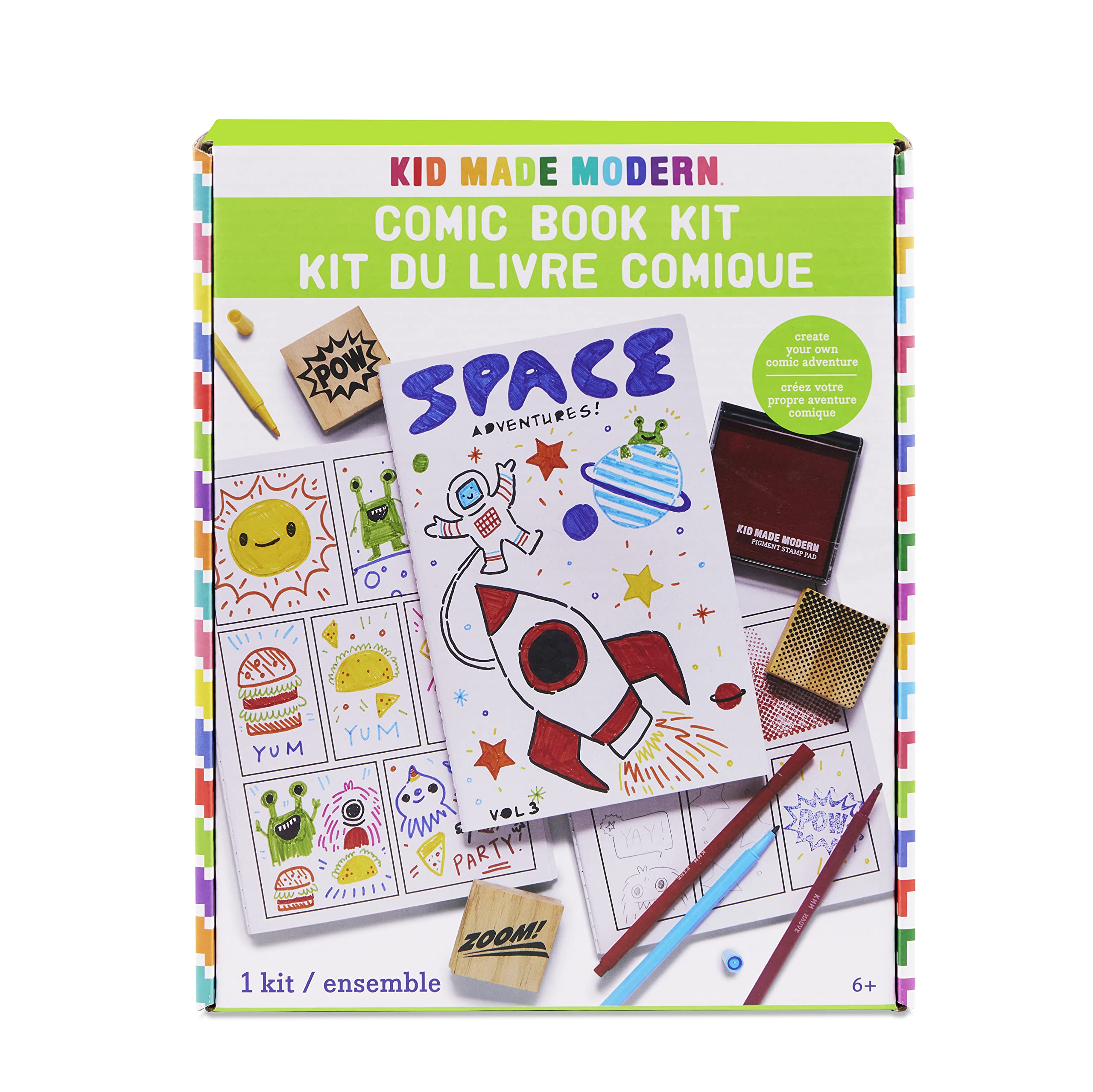 KID MADE MODERN Comic Book Kit - Creative Art Set for Kids with Blank Comic Book Pages & Stickers - Perfect for Storytelling, Drawing & DIY Projects at Home or School