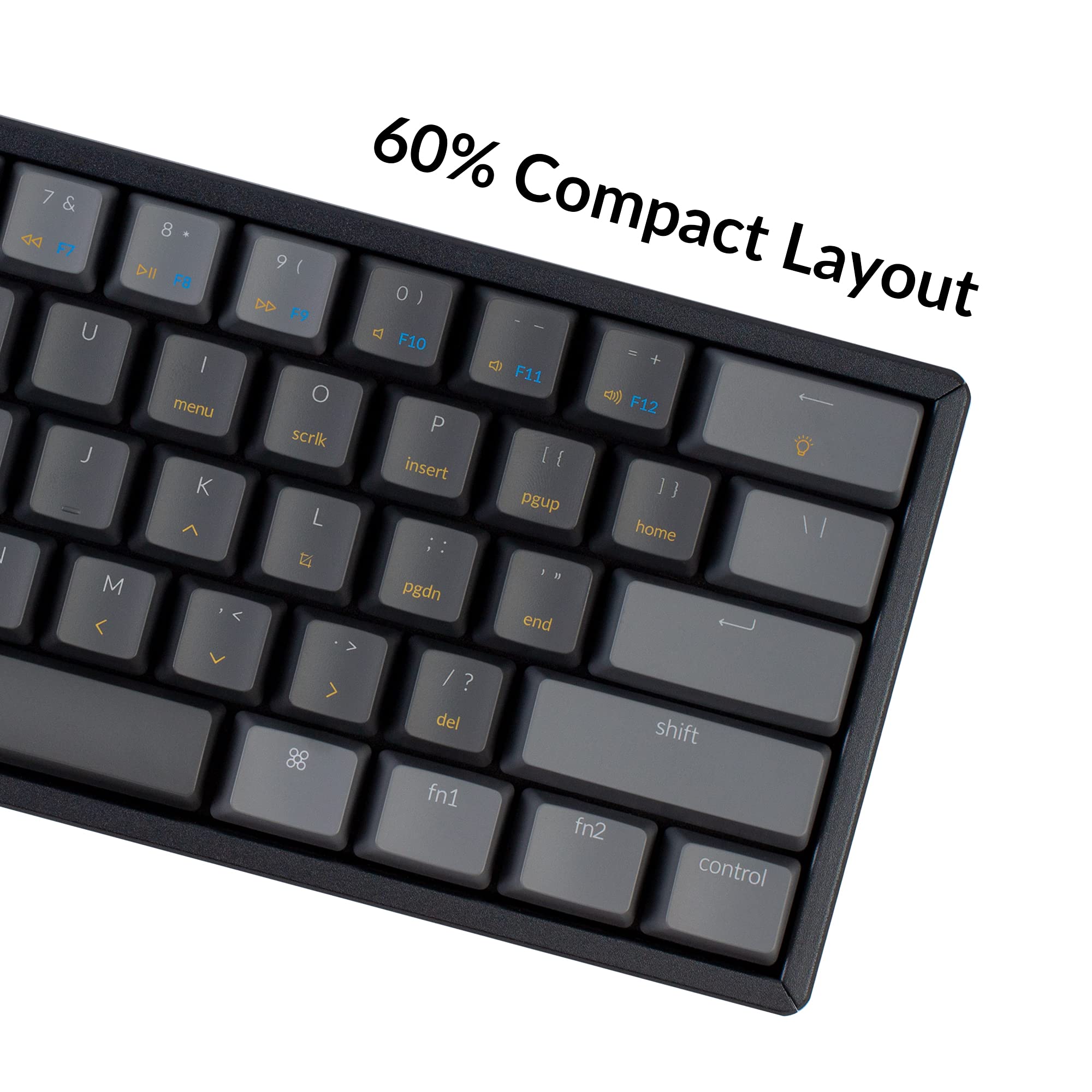 Keychron K12 60% Compact Mechanical Keyboard - RGB Backlit, Hot-Swappable Gateron G Pro Brown Switches, Bluetooth 5.1/USB Wired, Aluminum Frame, Mac & Windows Compatible - Perfect for Office Work, Gaming & Programming