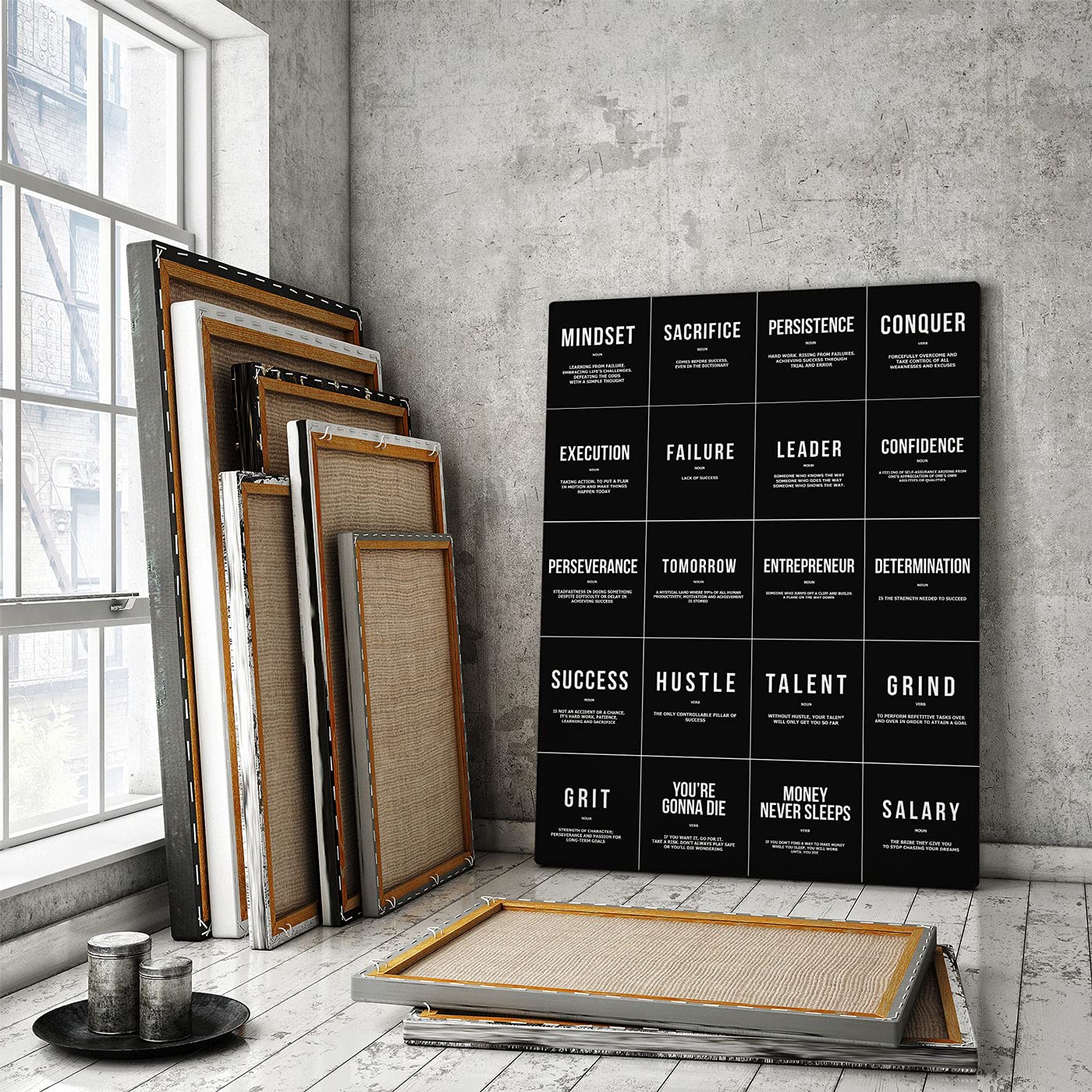 20x Entrepreneur Definitions Wall Art - Motivational Office Decor Canvas Print (40
