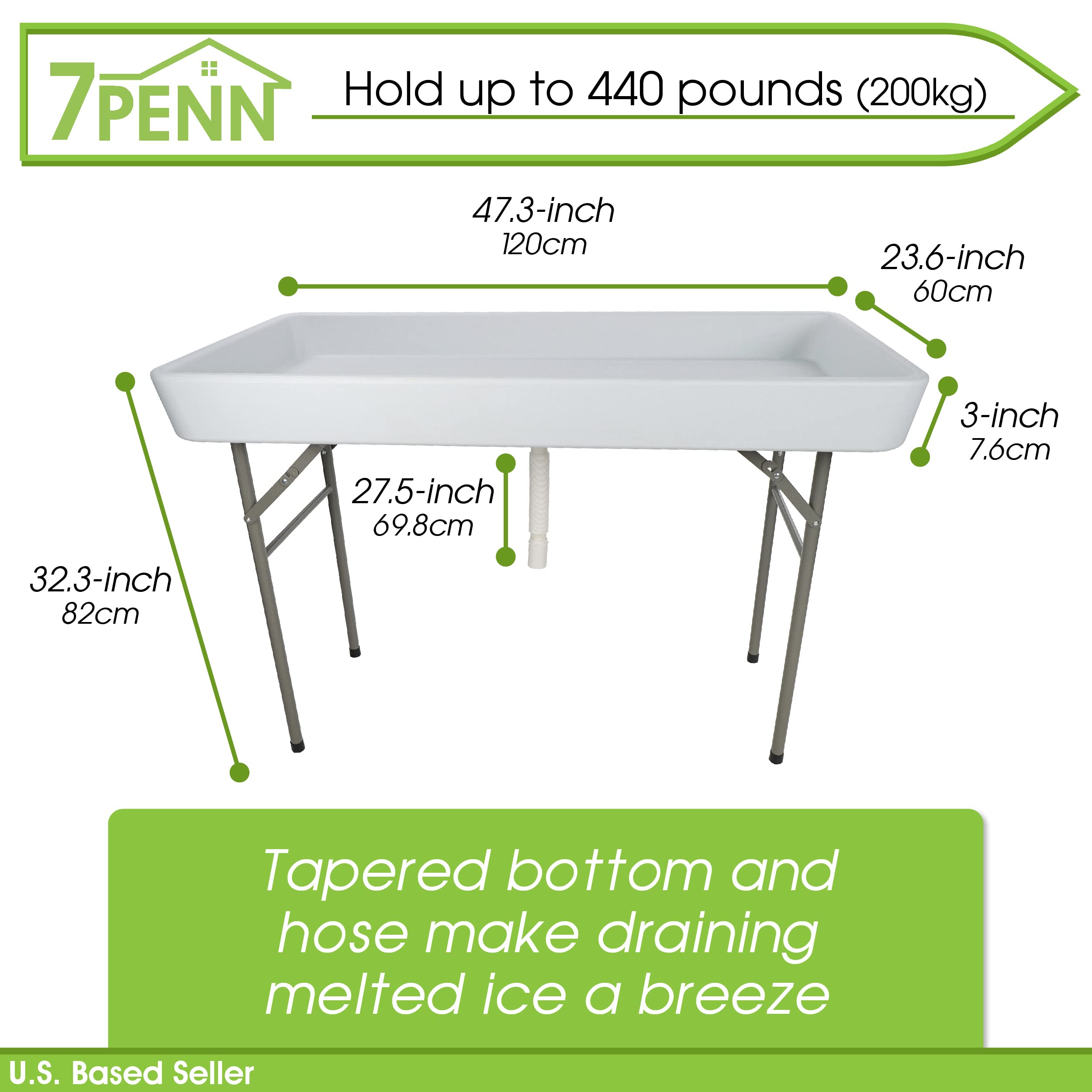 7Penn 4ft Outdoor Bar Cooler Table with Skirt - Foldable Patio Ice Trough for Deck, Porch, Backyard - Portable Beverage Table with Drain - Perfect for Parties, BBQs, Tailgating & Outdoor Entertaining