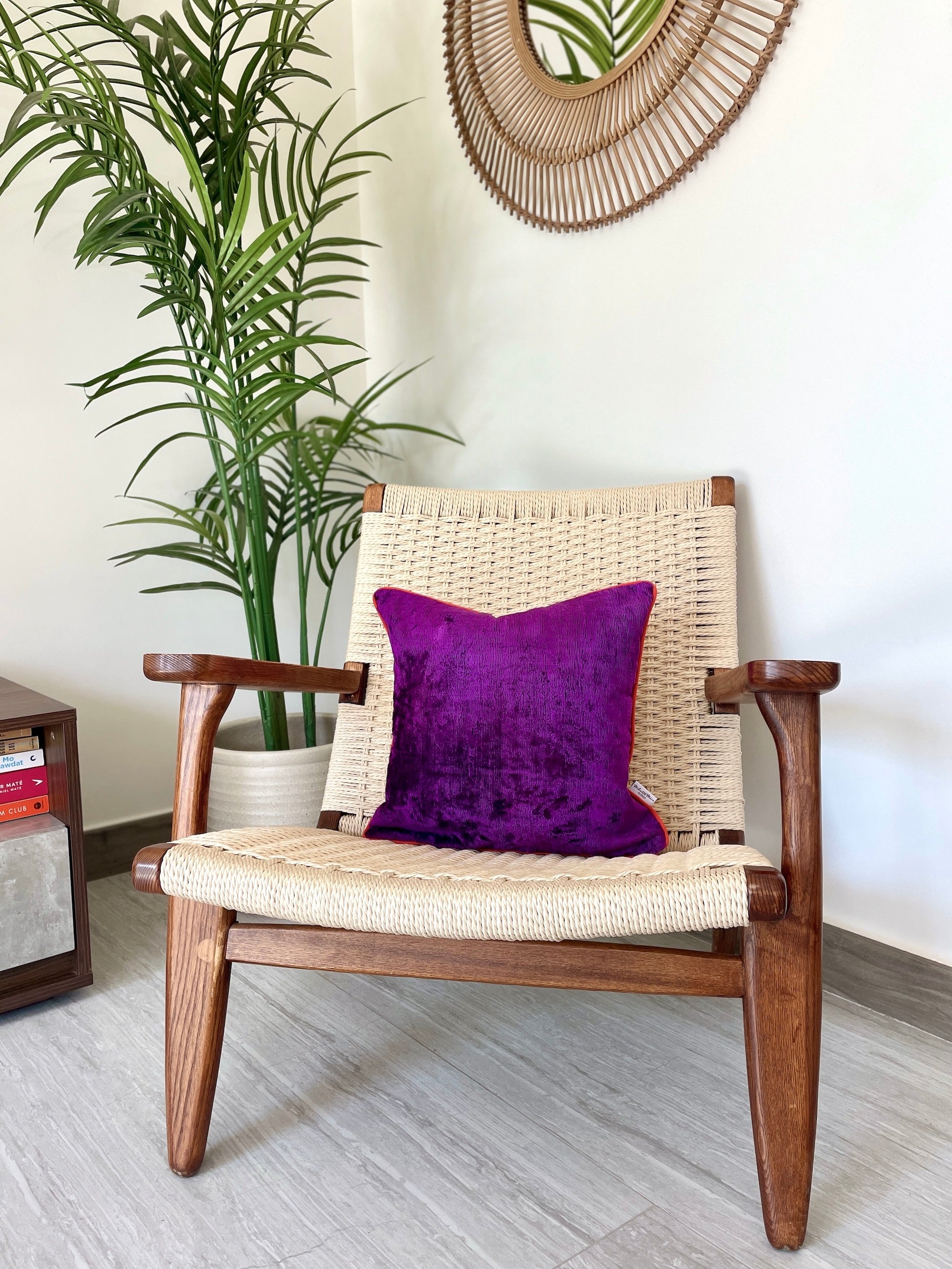 Luxury Velvet Ikat Cushion Pillow Cover - Soft Purple Bohemian Decor for Sofa, Bed & Home - Perfect for Living Room, Bedroom & Nursery Decor