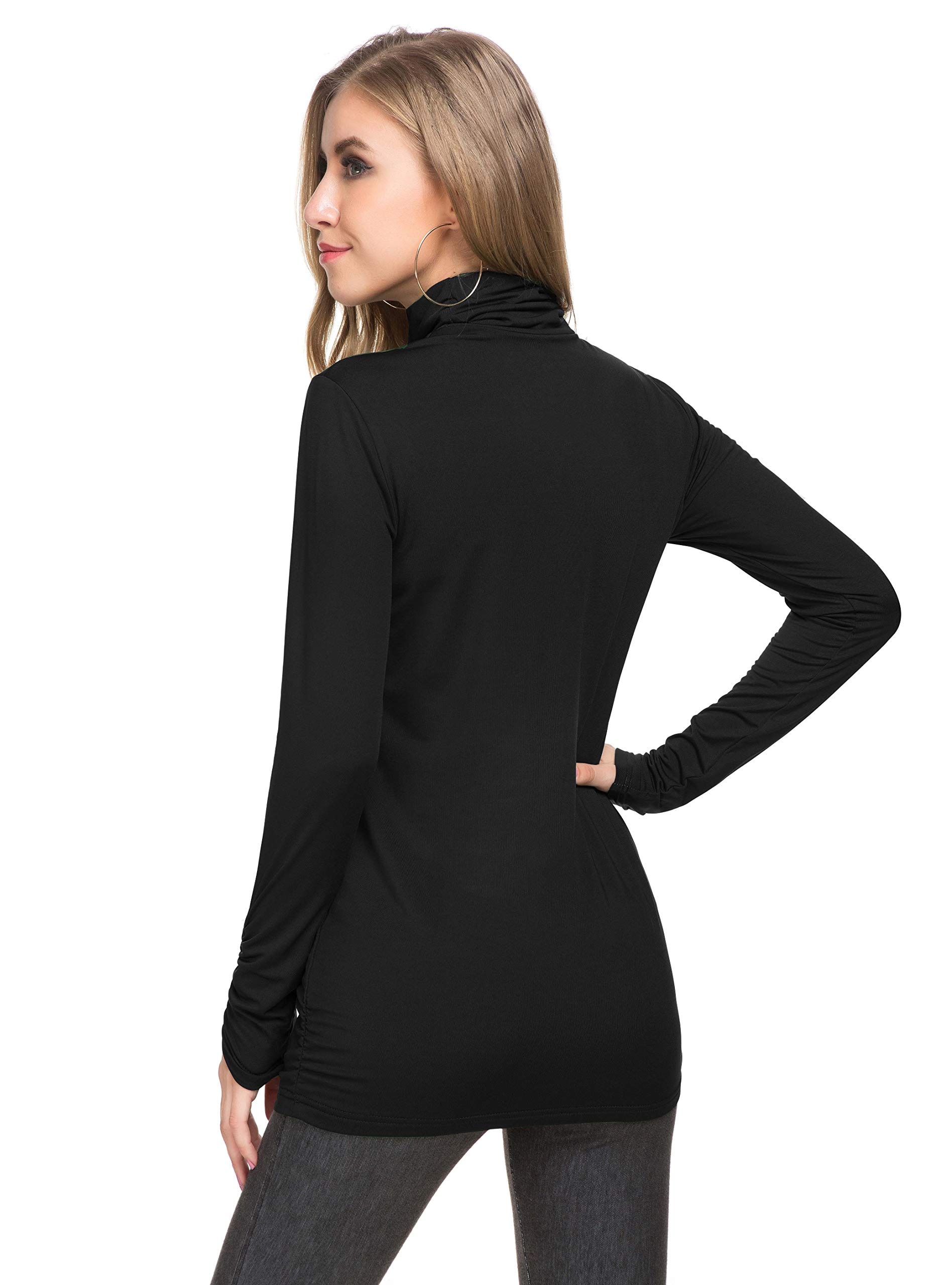 Women's Fleece-Lined Mock Turtleneck Thermal Top - Long Sleeve Lightweight Base Layer for Winter, Hiking & Outdoor Activities | Warm Layering Shirt for Cold Weather