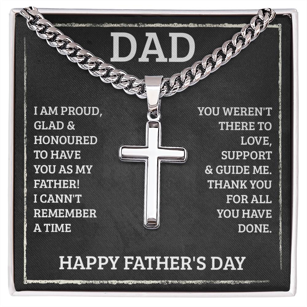 Personalized Cross Necklace for Dad - Engraved Father's Day Gift - Perfect for Birthday, Anniversary & Religious Occasions