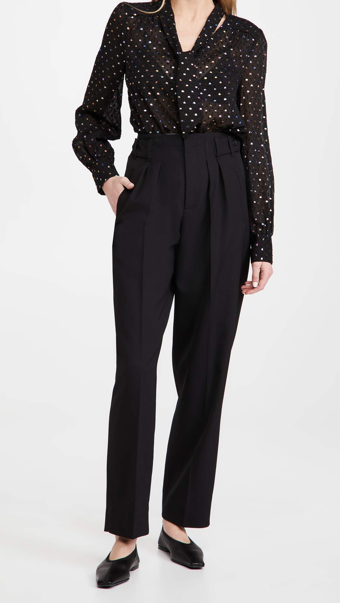 PAIGE Women's Cleobelle Long Sleeve Tie Neck Blouse - Elegant Work Blouse for Office, Business & Formal Occasions | Flowy & Comfortable Dress Shirt for Women