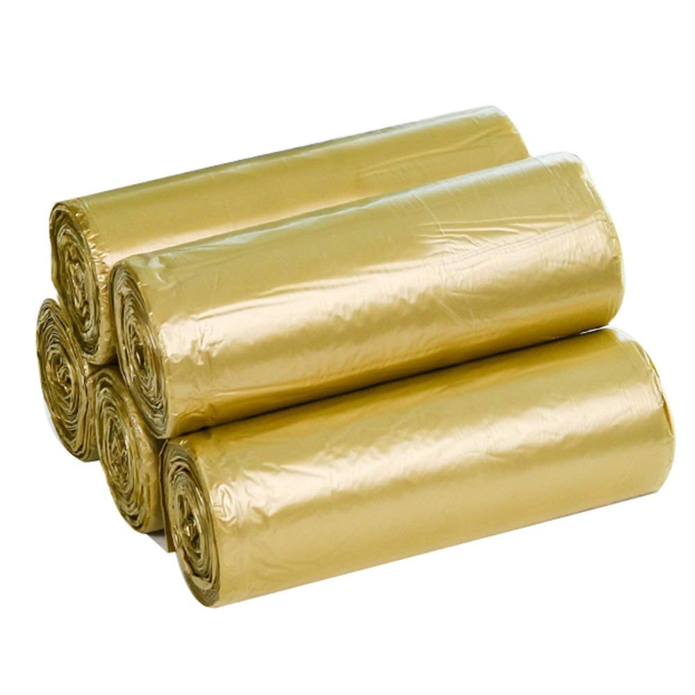 Premium Trash Bags - Heavy Duty Disposable Garbage Bags for Kitchen, Dorm & Office | 5 Rolls Gold Vest-Style Can Liners | Leakproof & Odor Control for Waste Bins, Trash Cans & Recycling Stations