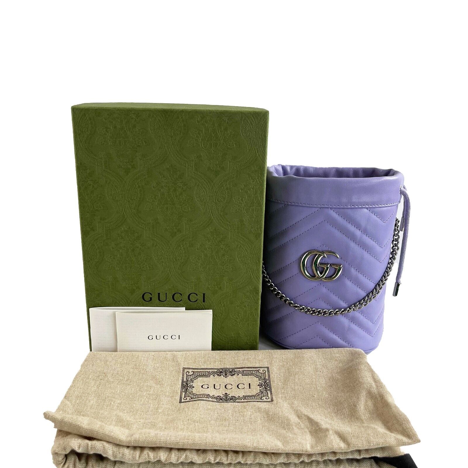 Gucci GG Marmont Mini Bucket Crossbody Bag in Purple - Stylish Leather Matelasse Shoulder Purse for Women | Perfect for Date Night, Shopping & Travel