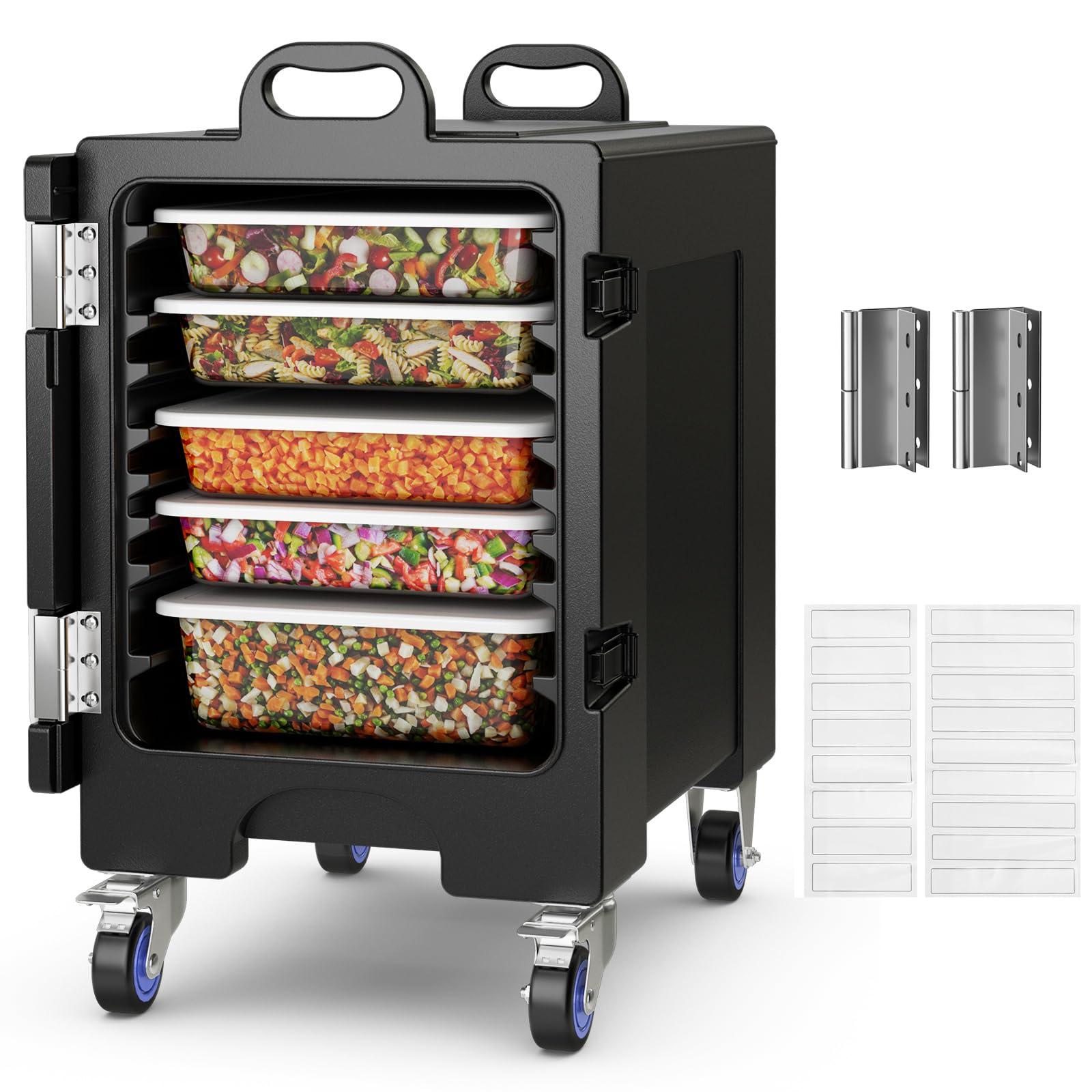 Giantex 81 Quart Insulated Food Pan Carrier with Wheels - Stackable LLDPE Food Warmer Box for Catering, Buffet & Parties - Portable Storage Container Holds 5 Full-Size Pans - Perfect for Outdoor Events, Restaurant Use & Food Delivery Services