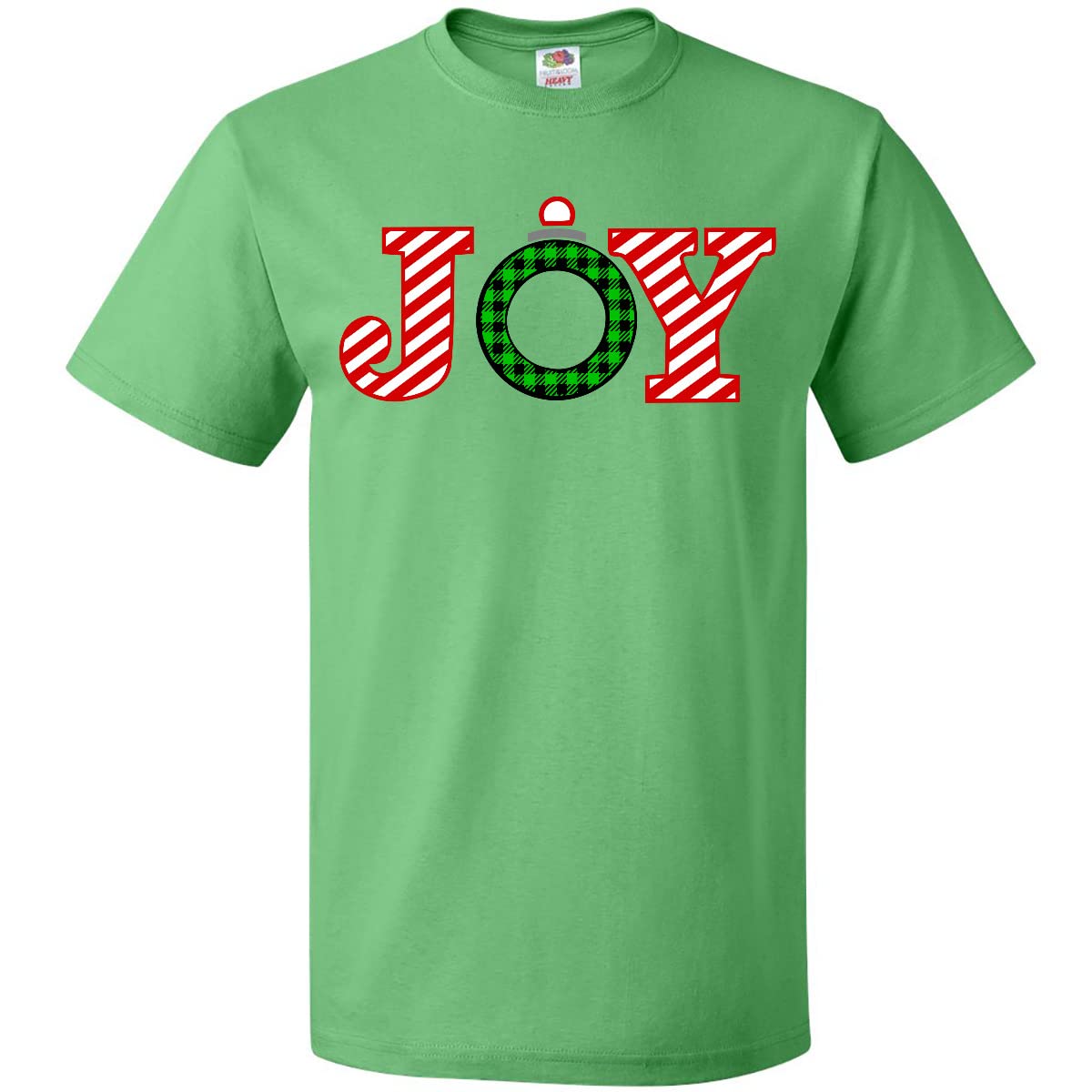 Inktastic Joy Christmas Ornament with Candy Cane Stripes T-Shirt | Festive Holiday Apparel for Christmas Parties & Family Gatherings