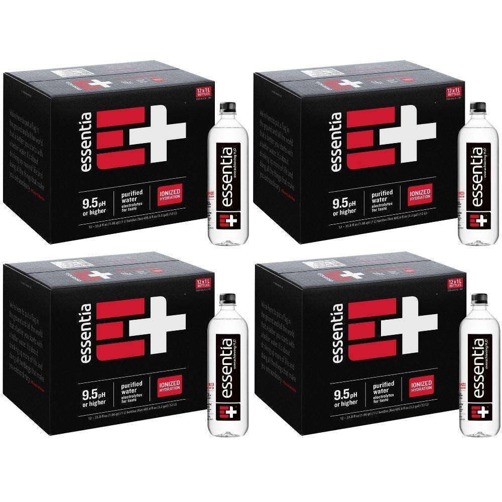 Essentia Alkaline Water - 24 Pack (1 Liter Bottles) | Ionized pH 9.5+ Electrolyte Water for Better Hydration & Taste | Perfect for Workouts, Yoga & Daily Hydration