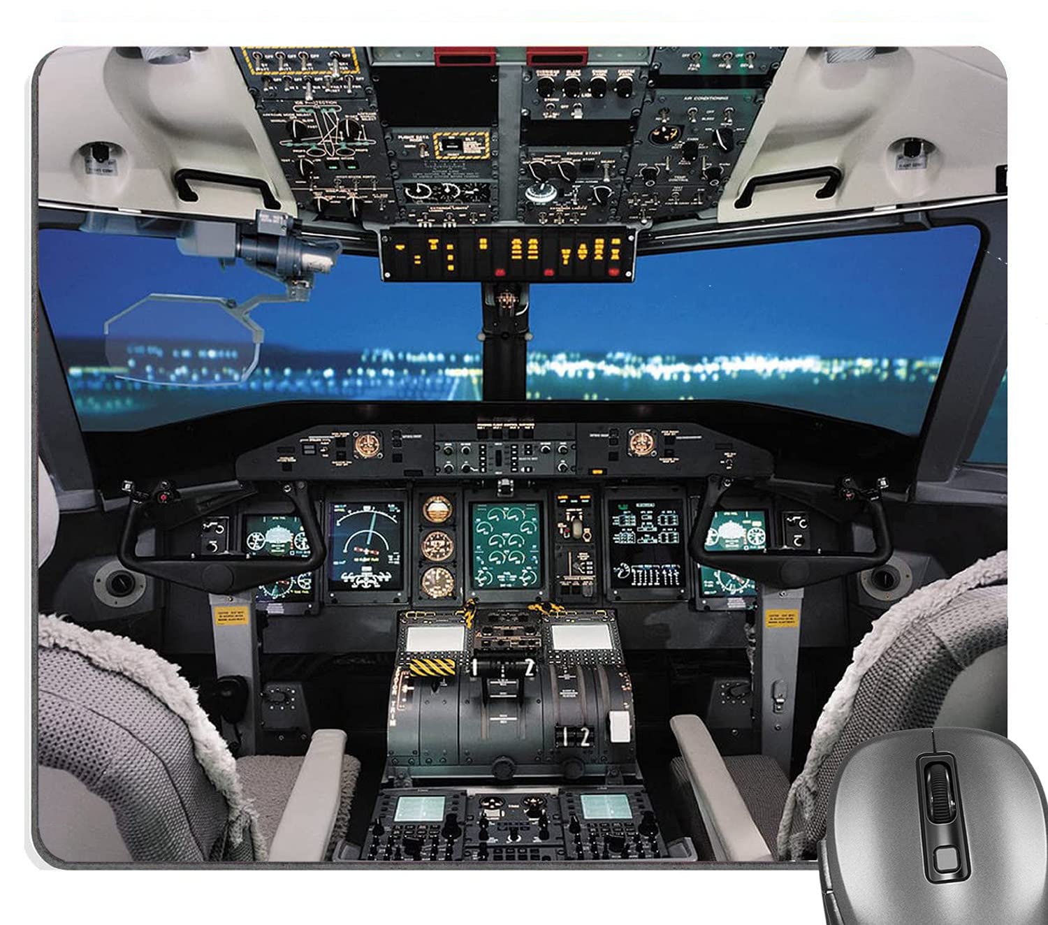 Custom Boeing Airplane Cockpit Rectangle Mouse Pad - Aircraft Cockpit Design Office Desk Accessory for Gamers & Aviation Enthusiasts | Perfect for PC Gaming, Workstations & Home Office Decor