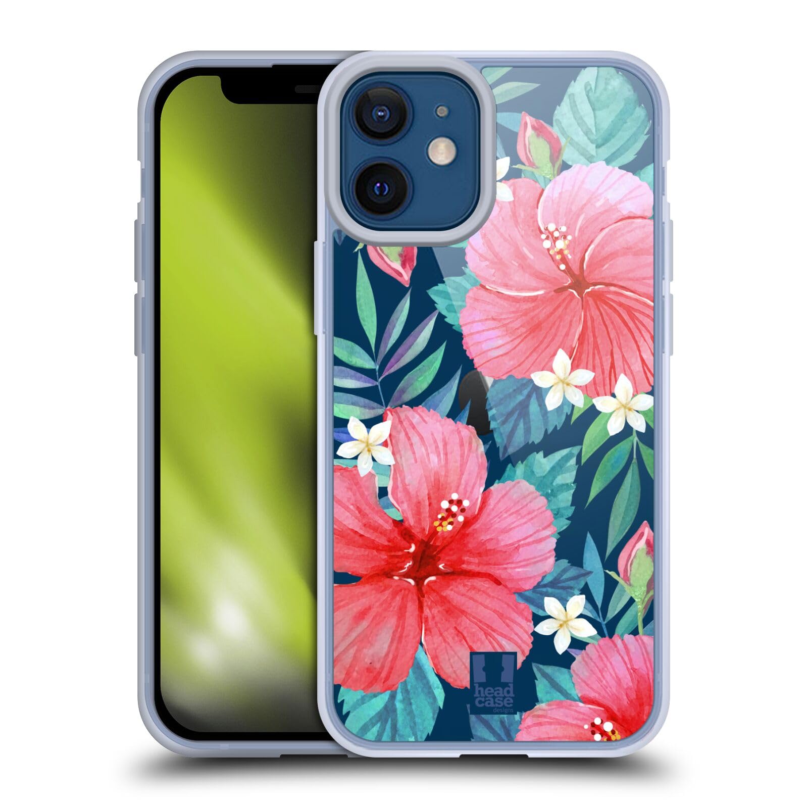 Head Case Designs Tropical Hibiscus Watercolor Flowers Soft Gel Case for Apple iPhone 12 Mini - Durable Protective Phone Cover with Vibrant Floral Design, Perfect for Beach Vacations & Summer Style