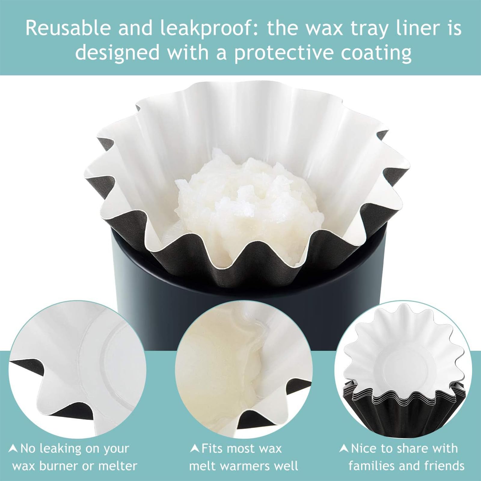 Boao Reusable Leakproof Wax Warmer Containers - 25 Pack Blue Wax Melt Liners for Electric Scented Candle Warmers & Burners | Perfect for Home Aromatherapy, Spa Relaxation, and Holiday Decorations