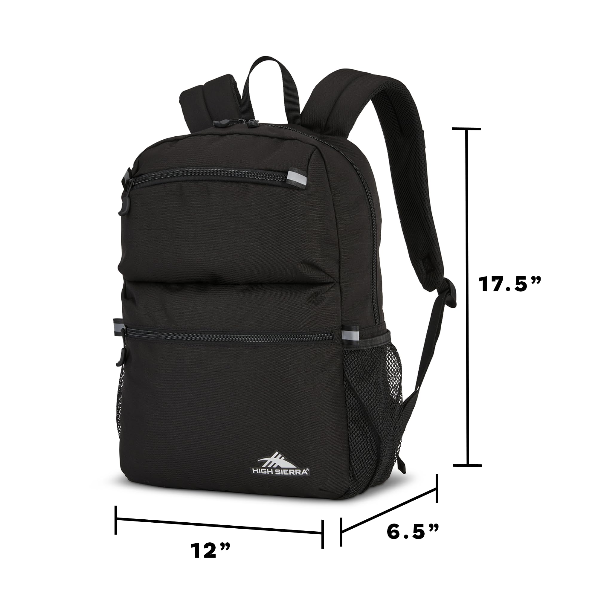 High Sierra Abbreviate Backpack - 17 Inch Laptop Backpack for Travel, School & Work - Durable Water-Resistant Bookbag with Multiple Pockets - Perfect for Commuting, Hiking & College Students (Black, One Size)