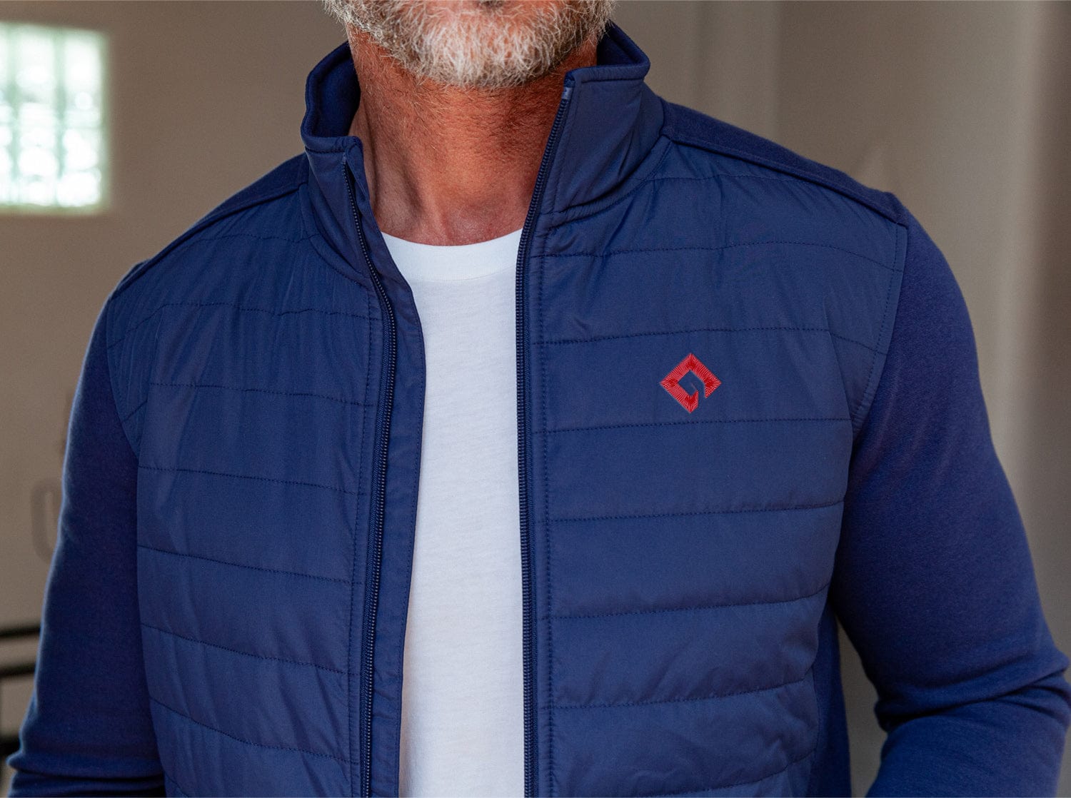 MLB Players Hybrid Puffer Jacket for Men - Navy Blue Winter Coat, Lightweight & Waterproof - Perfect for Outdoor Sports, Hiking & Casual Wear