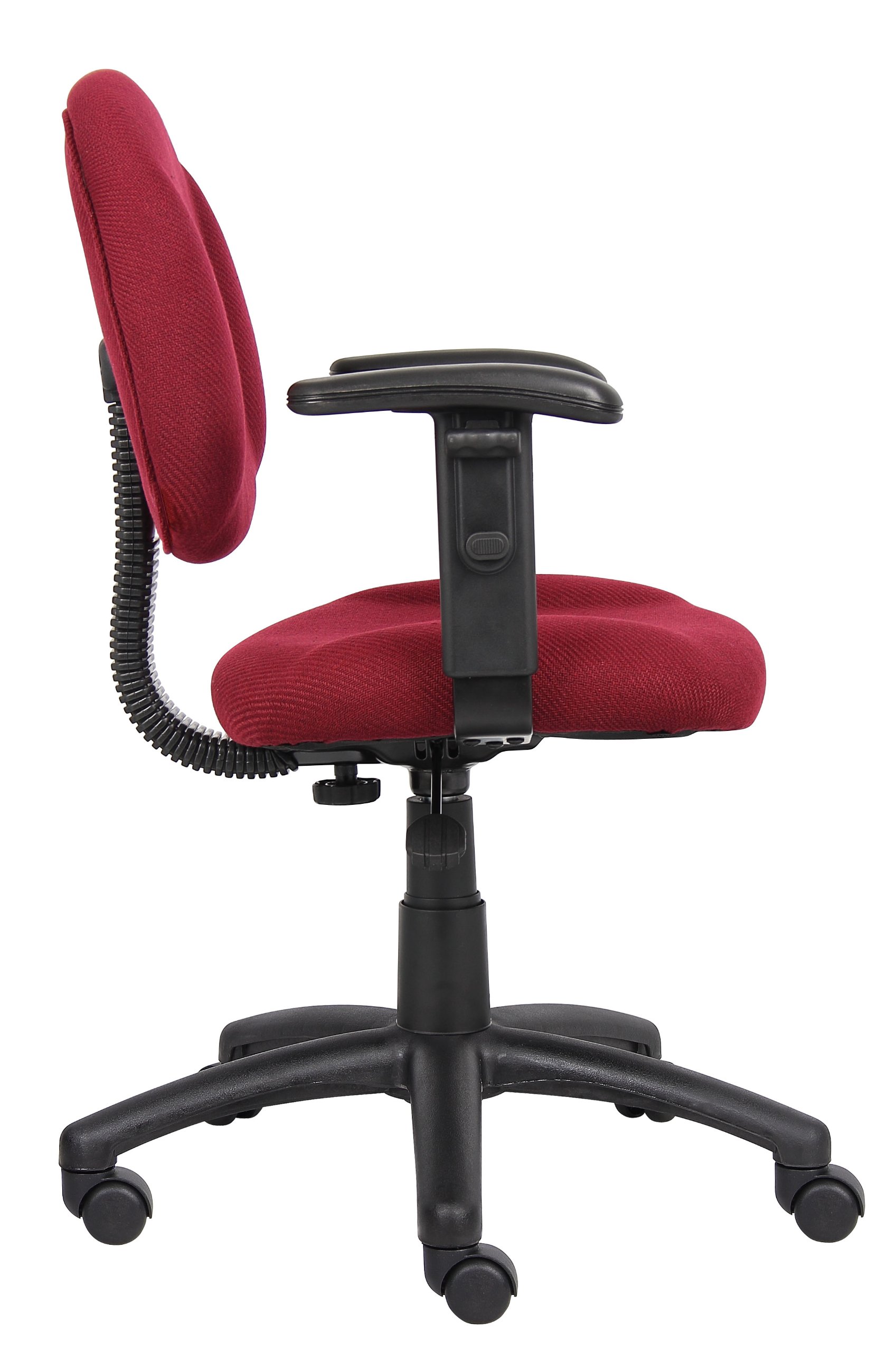 Boss Office Products Perfect Posture Deluxe Fabric Task Chair with Adjustable Arms in Burgundy - Ergonomic Office Chair for Home & Work, Ideal for Long Hours Sitting at Desk