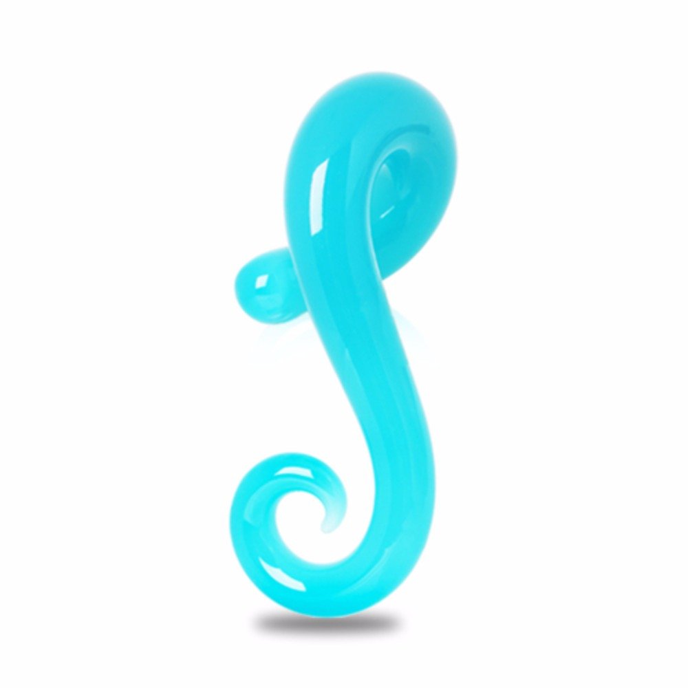 WildKlass Aqua Glass Spiral Ear Taper - Right Ear for Stretching & Style