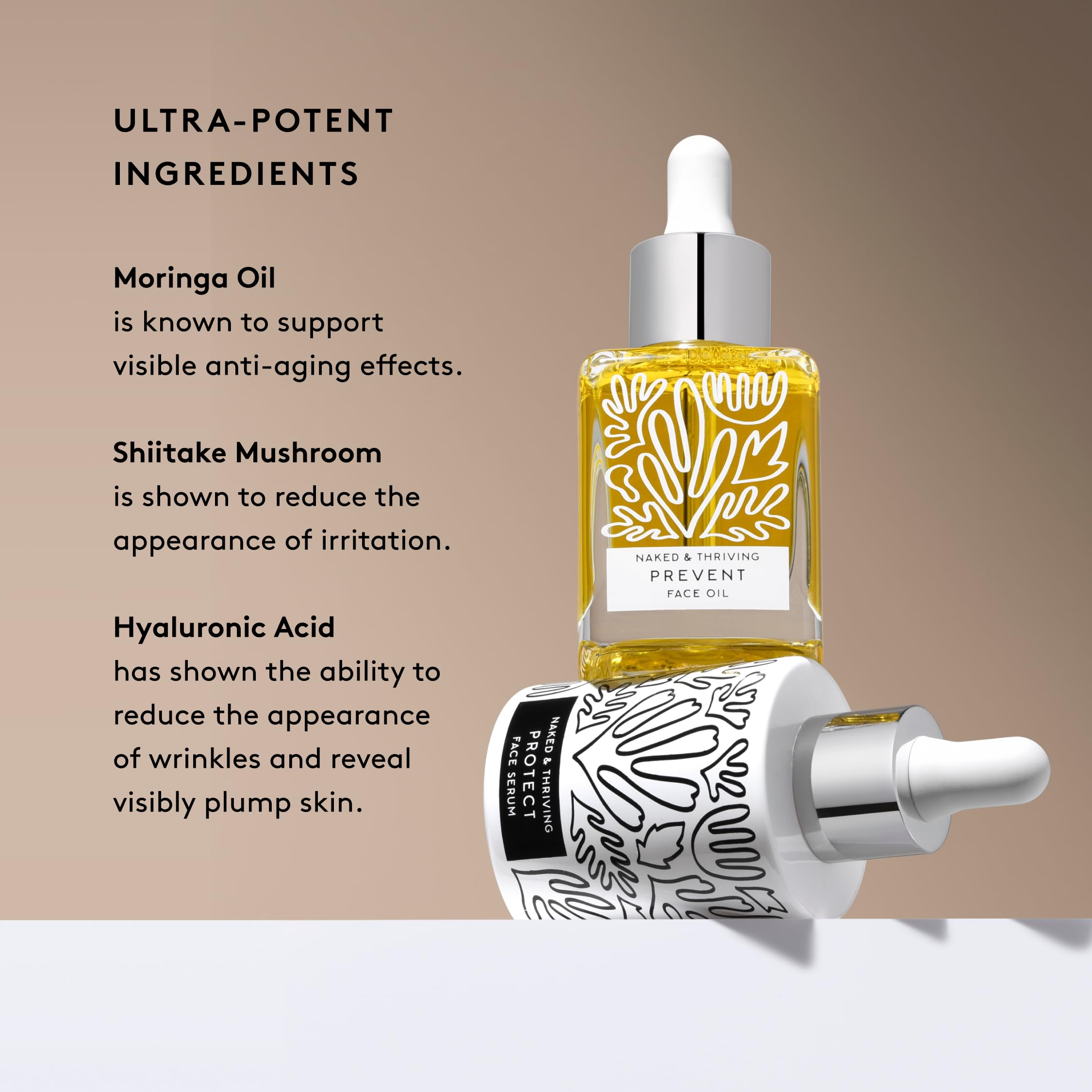 Naked & Thriving Limited Edition Day Set - Antioxidant Day Serum (30 mL) & Anti-Aging Face Oil (35 mL) with Hyaluronic Acid, Moringa & Rosehip Oil - Skincare Duo for Hydration & Wrinkle Prevention - Perfect for Morning Routine & Daily Protection - 65 mL/2.18 fl oz (Set of 2)