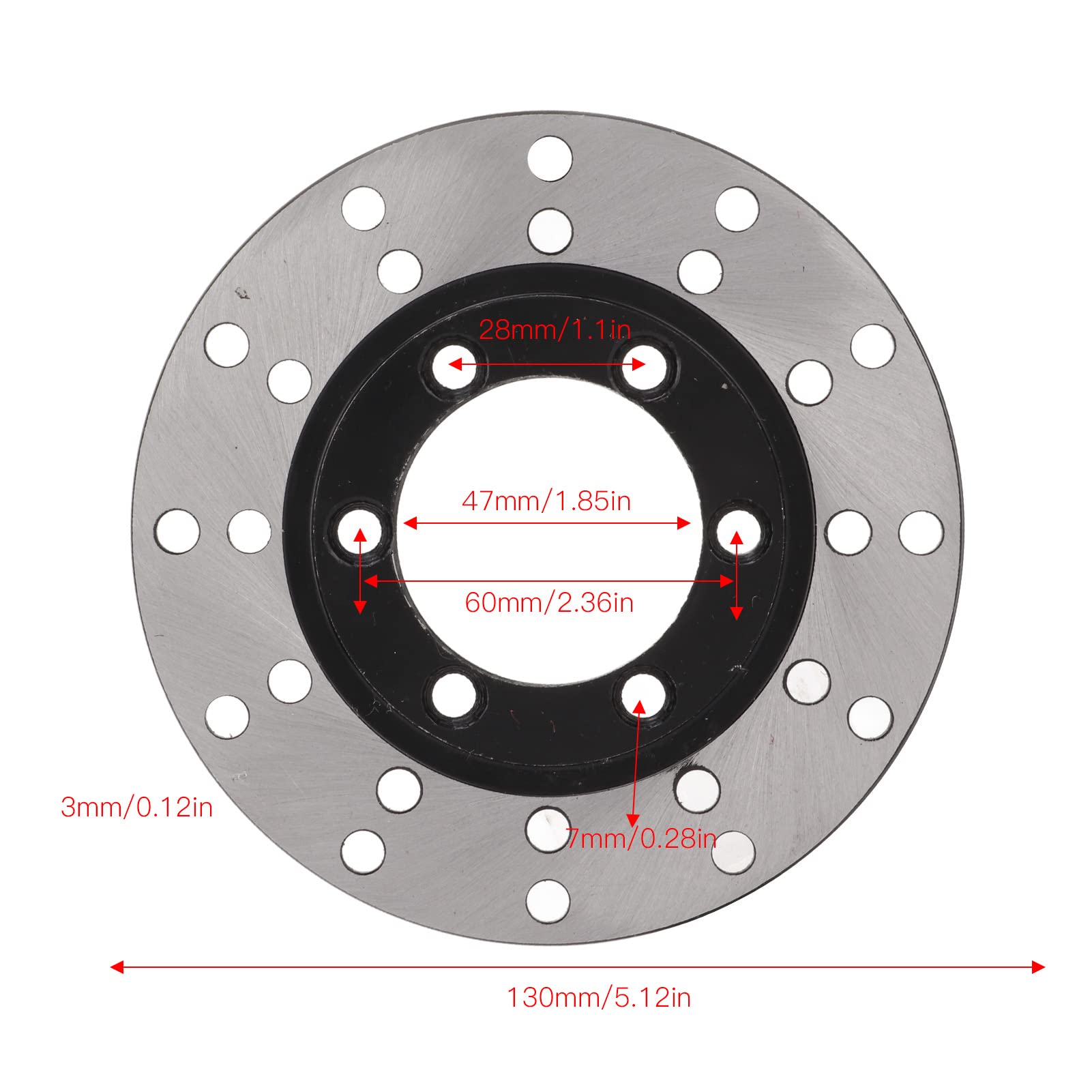 Aramox 130mm Front Brake Disc Rotor - Durable Metal Alloy Brake Caliper Rotor for ATV Quad Dirt Bike - High-Performance Wear-Resistant Braking System for Off-Road Adventures & Trail Riding